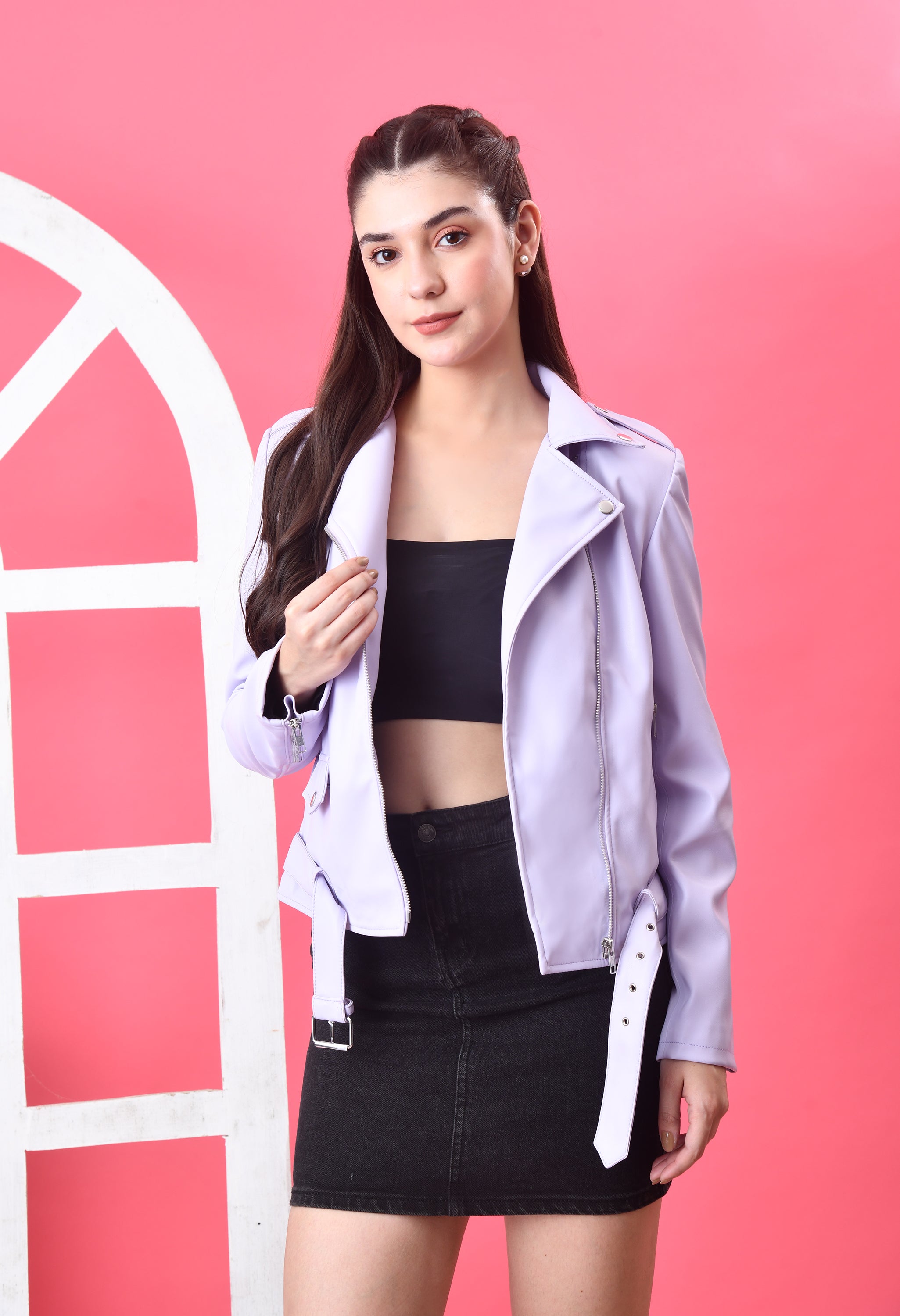 Leather Lightweight Crop Outdoor Leather Jacket For Women