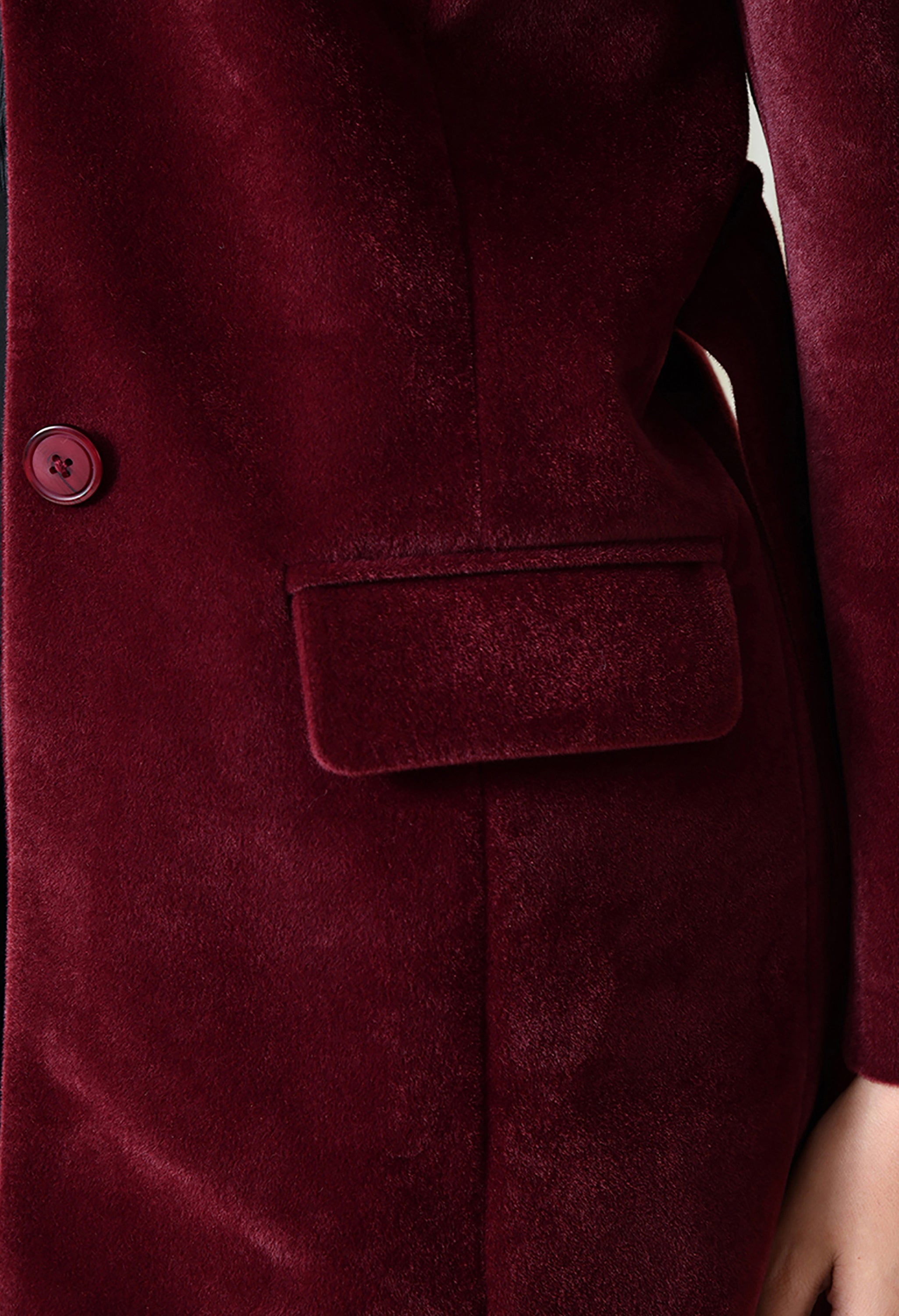 Women Single-Breasted Longline Trench Maroon Coat With Belt