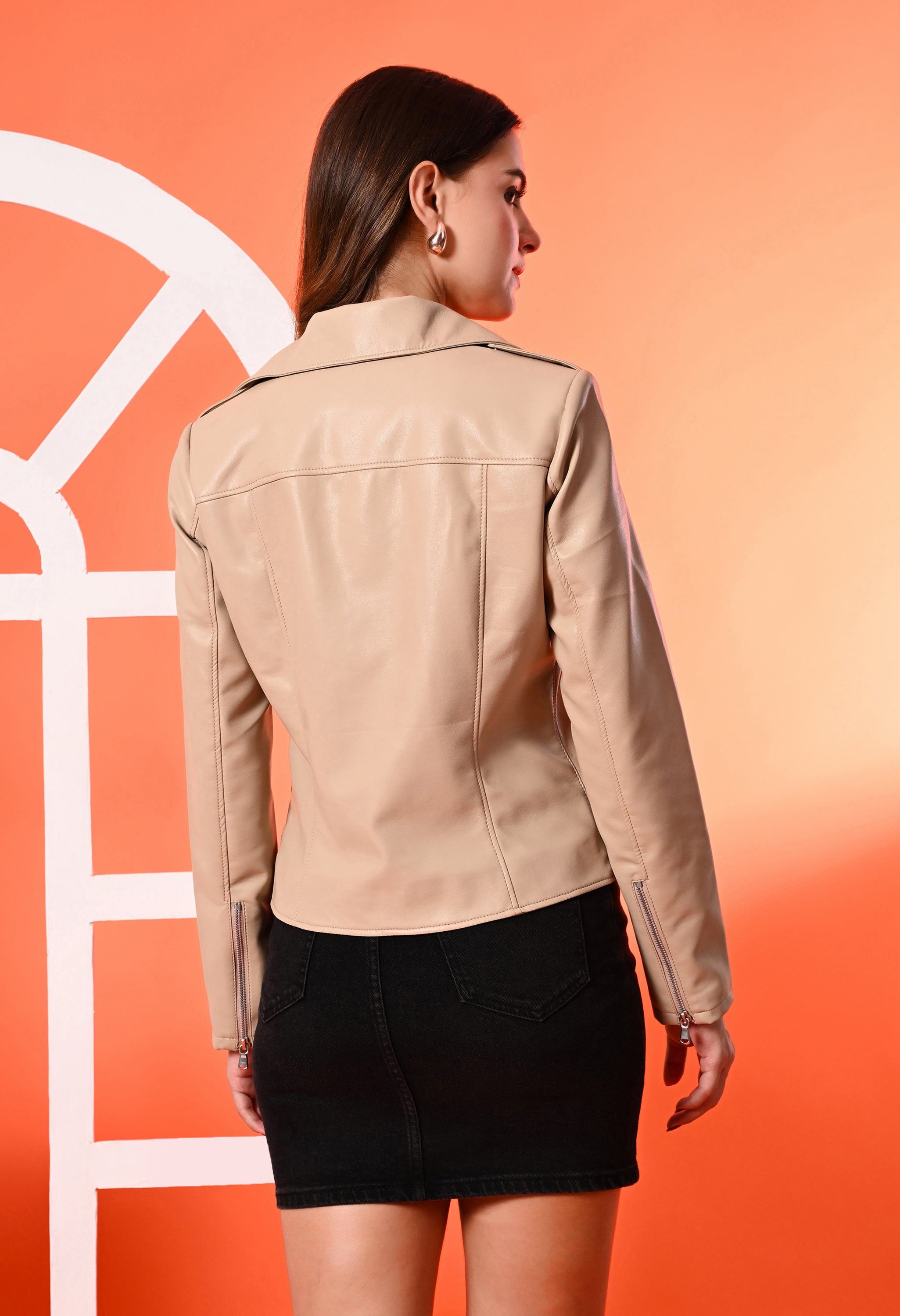 Women Leather Lightweight Crop Outdoor Leather Jacket