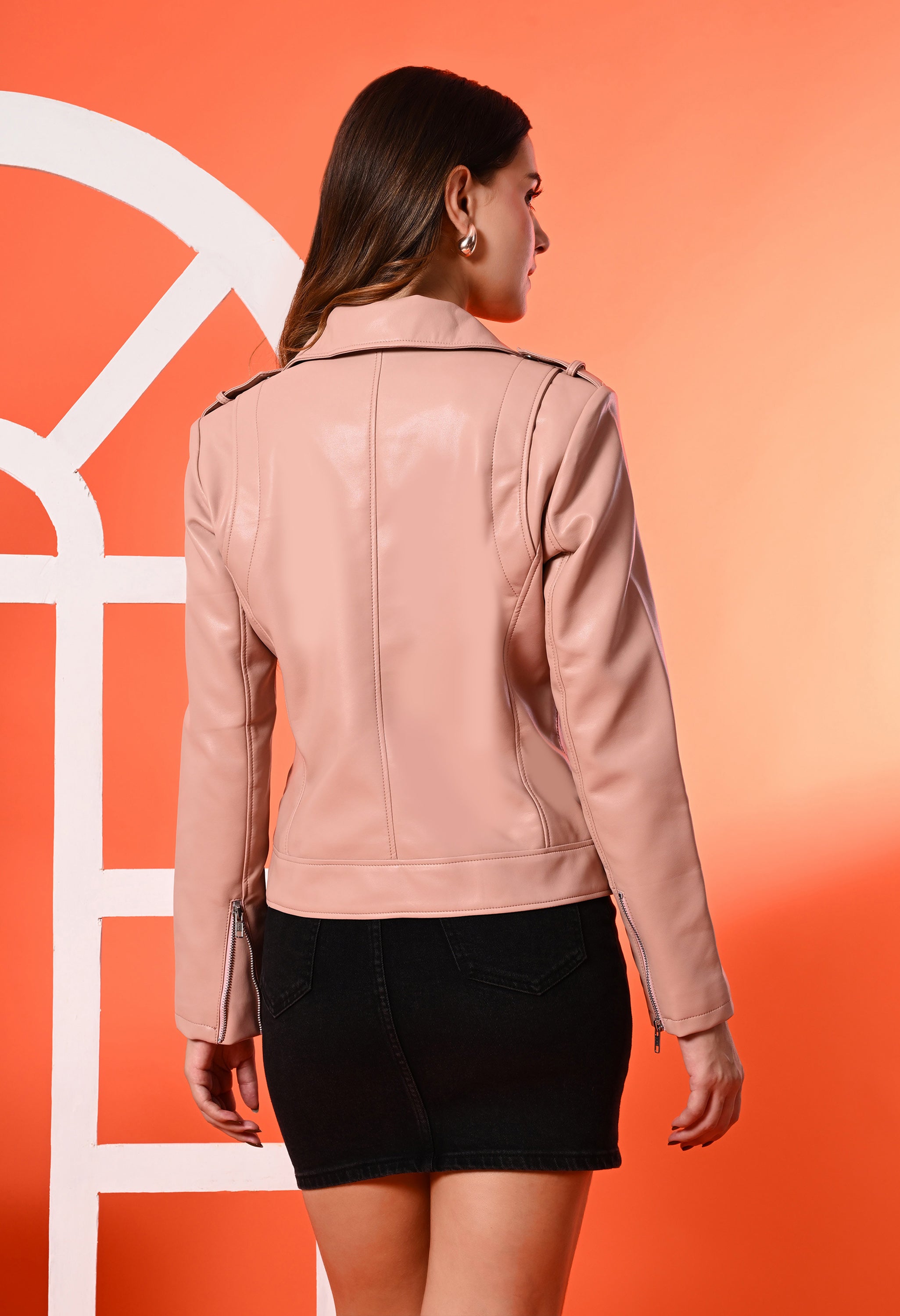 Women Leather Lightweight Crop Outdoor Leather Jacket