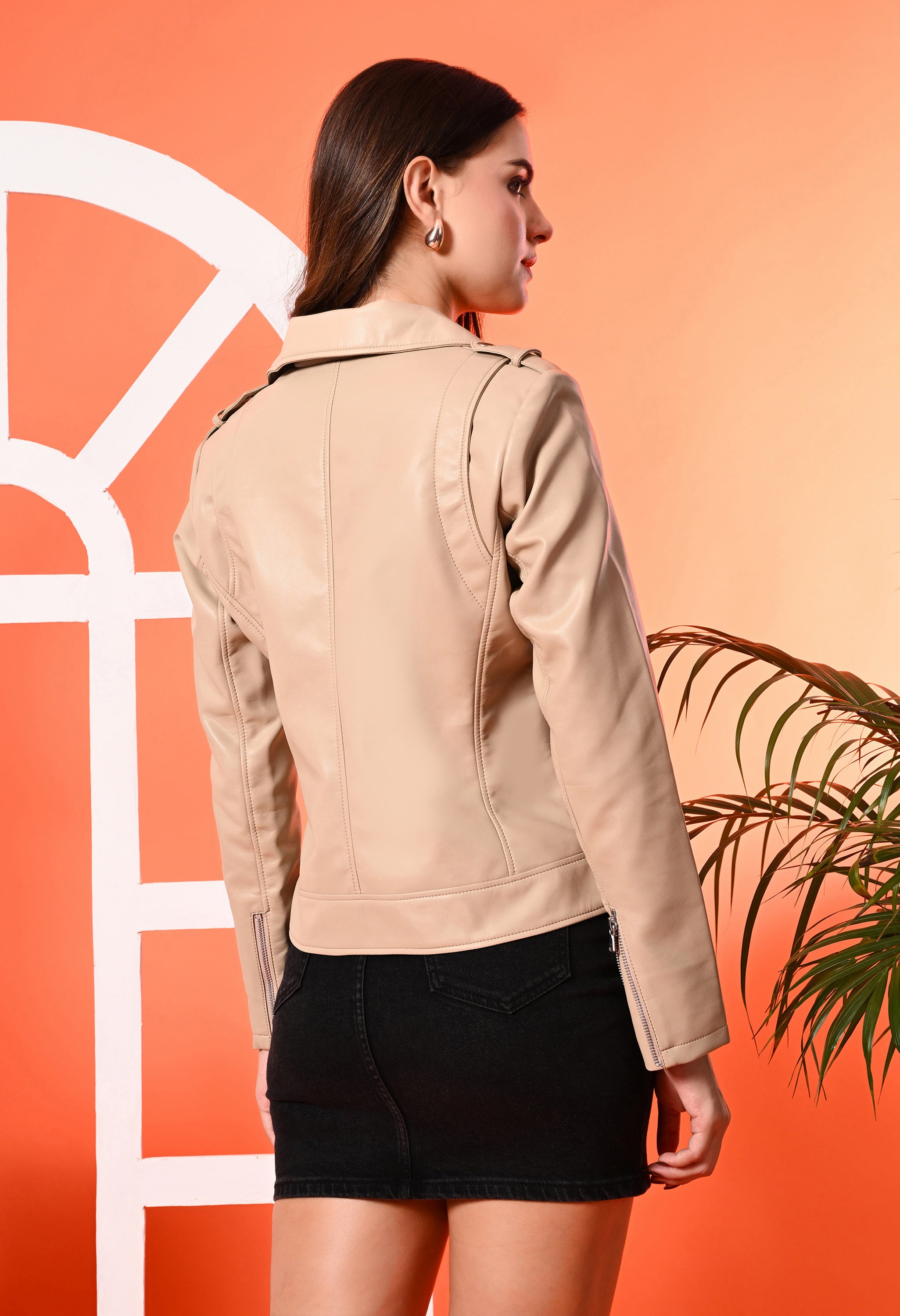 Women Leather Lightweight Crop Outdoor Leather Jacket