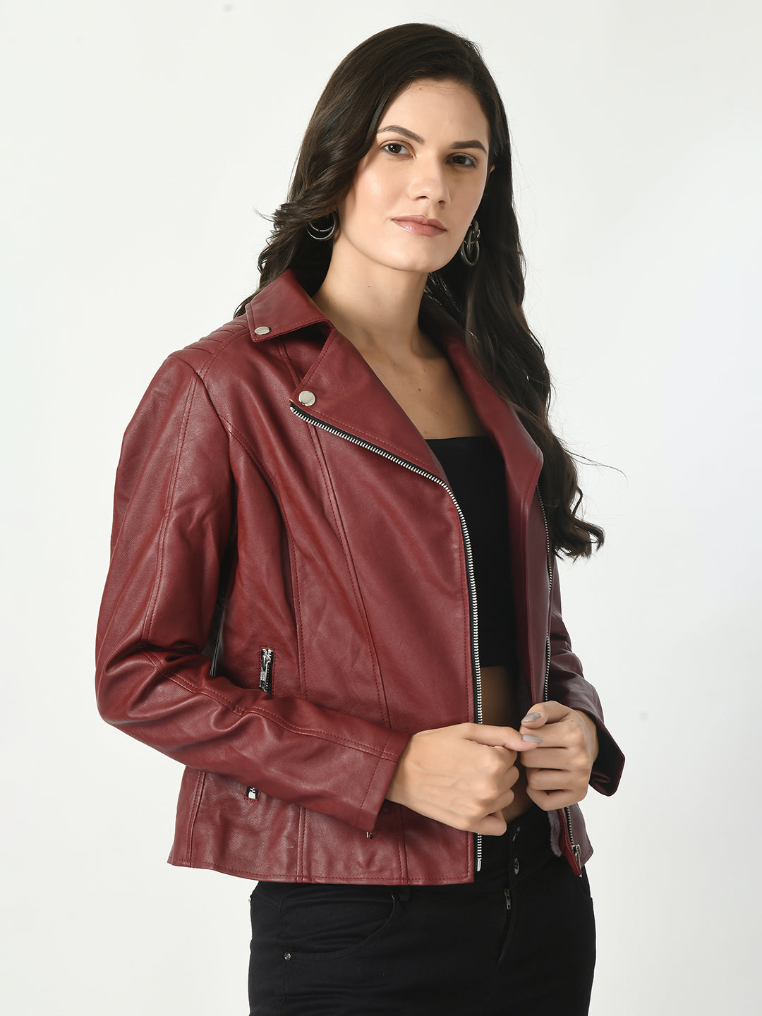 Lapel Collar Water Resistant Anti Odour Leather Jacket