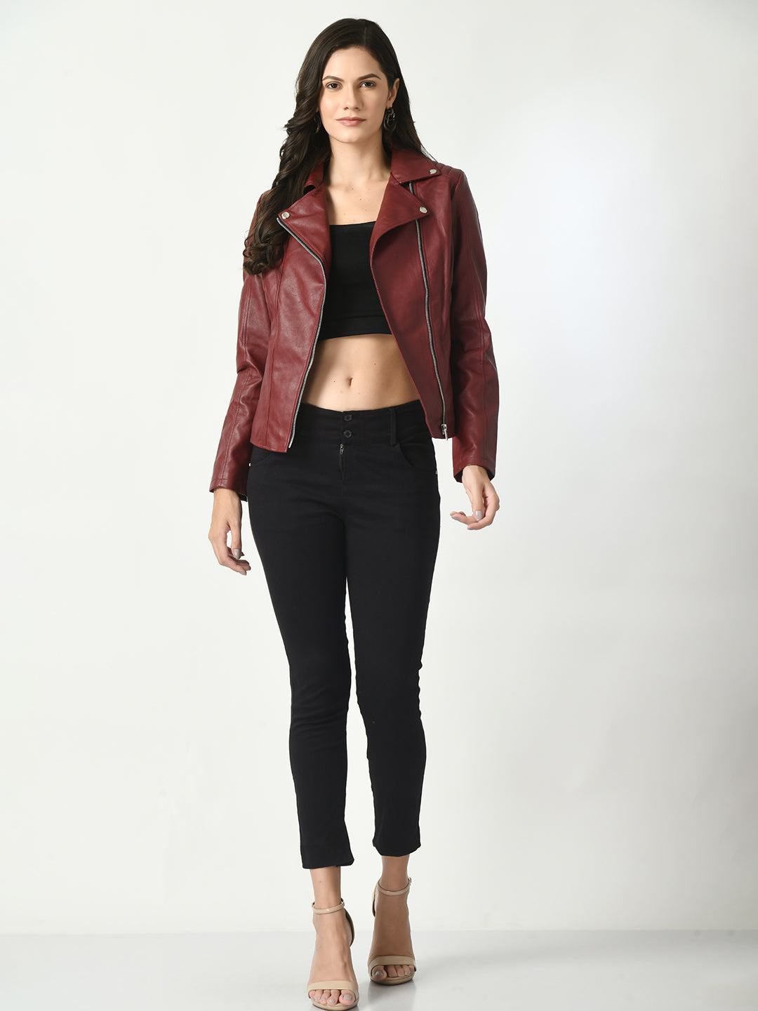 Lapel Collar Water Resistant Anti Odour Leather Jacket