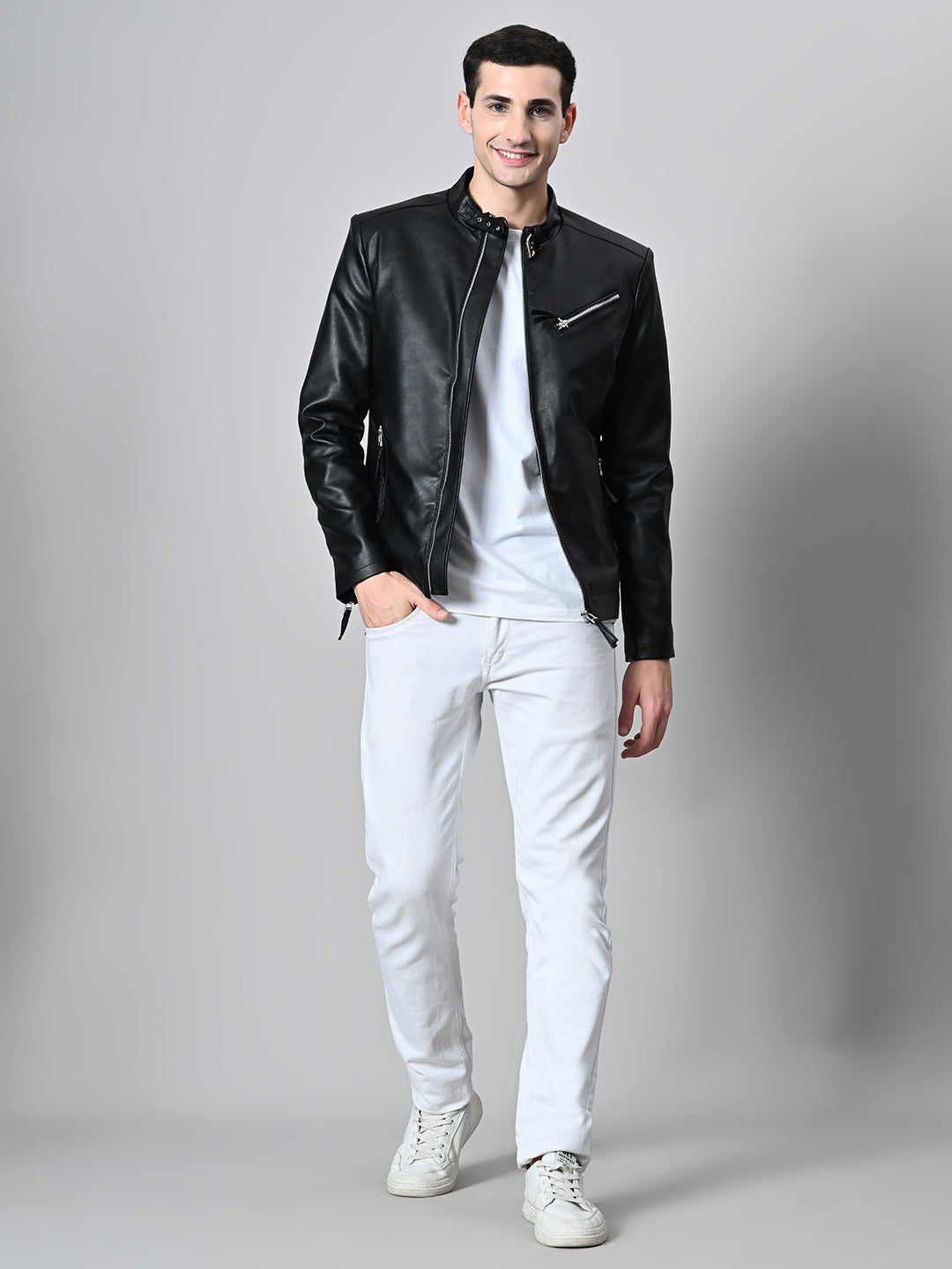 Leather Lightweight Biker Black Jacket For Men