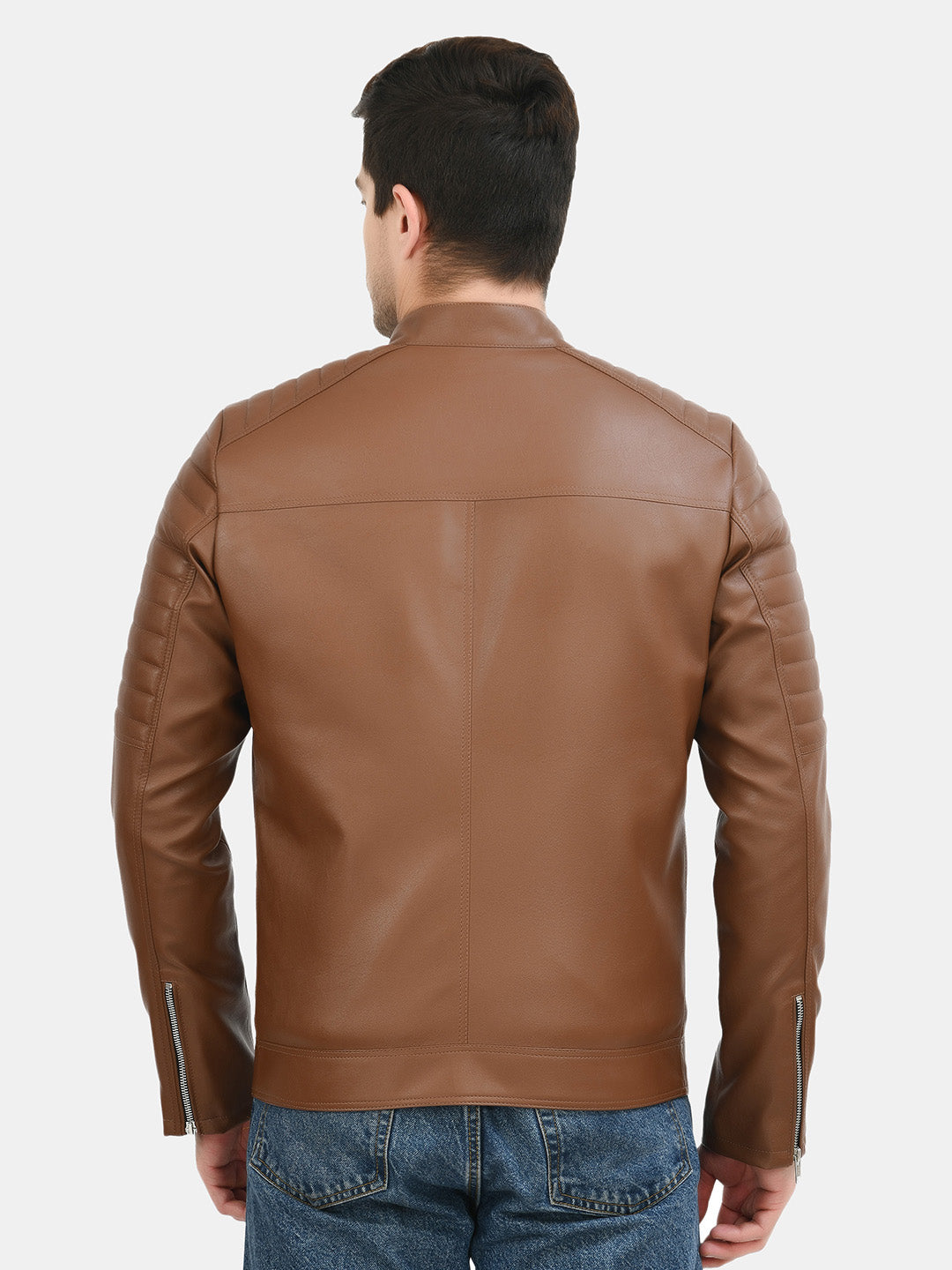 Anti Odour Tan Leather Bomber Jacket For Men
