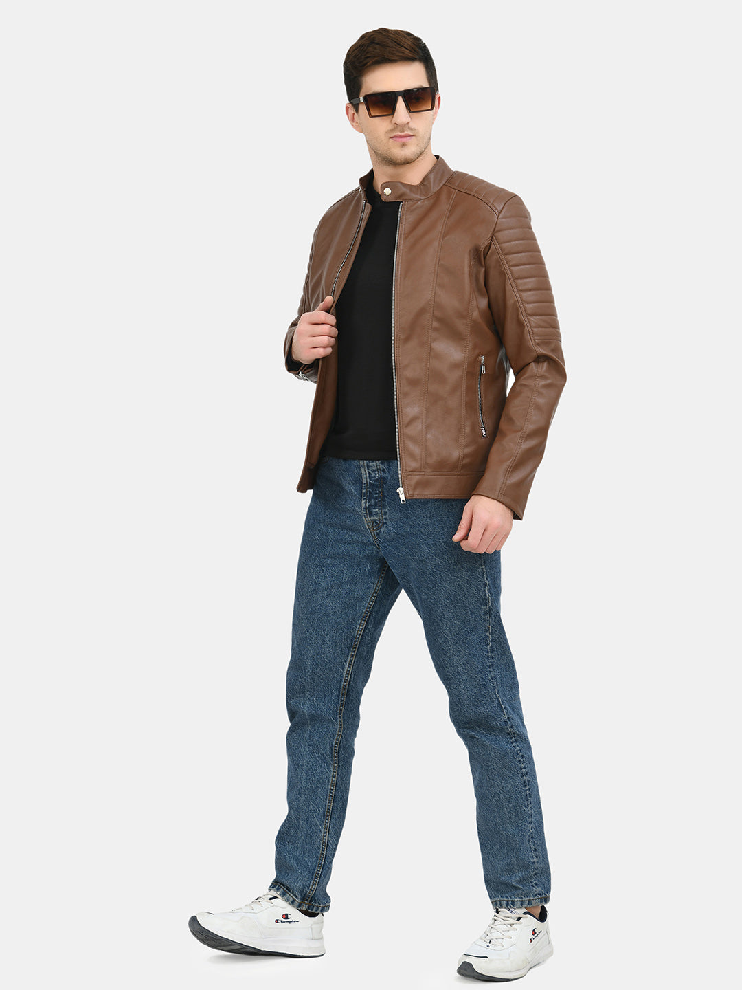 Anti Odour Tan Leather Bomber Jacket For Men