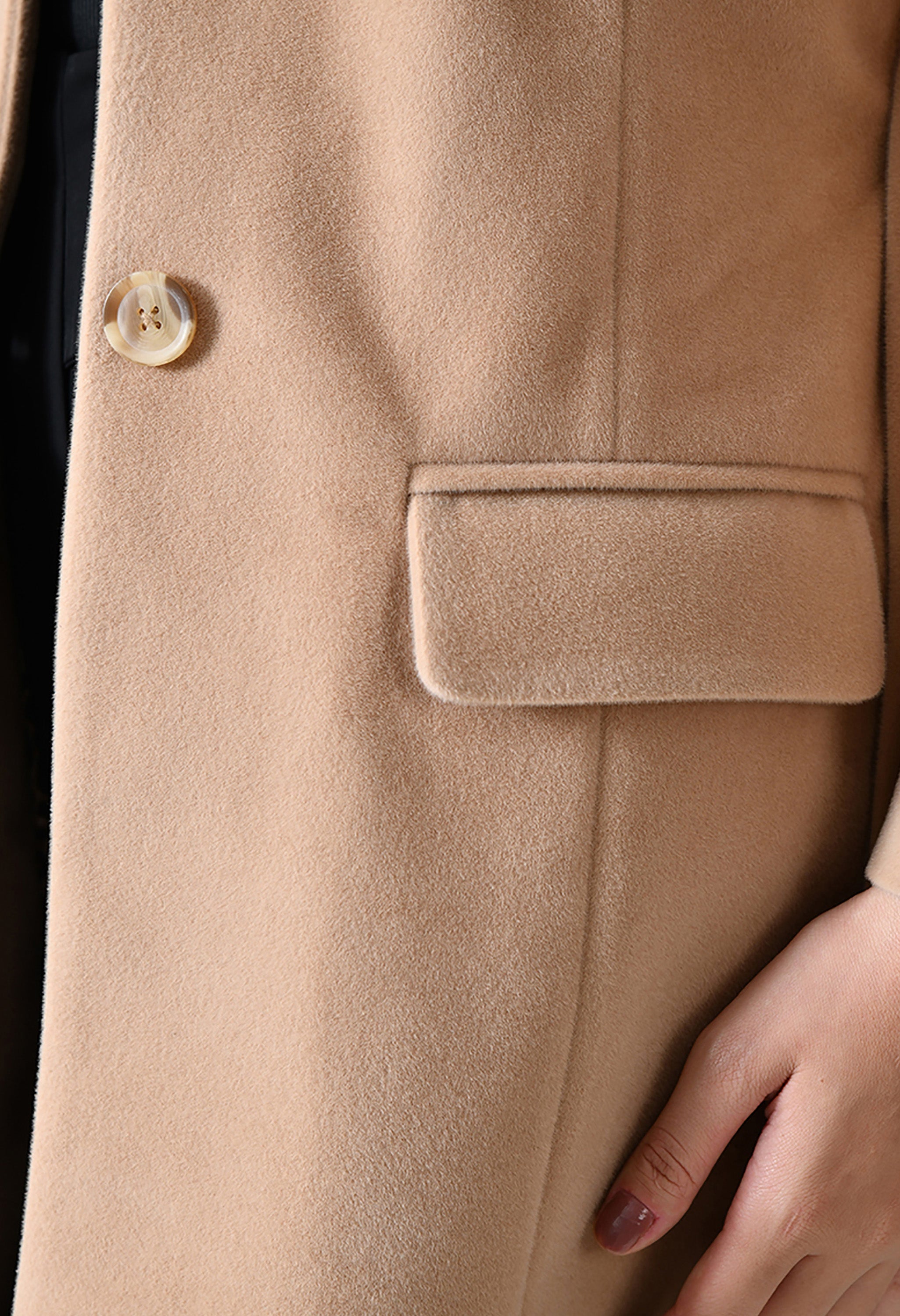 Women Single-Breasted Longline Trench Beige Coat With Belt