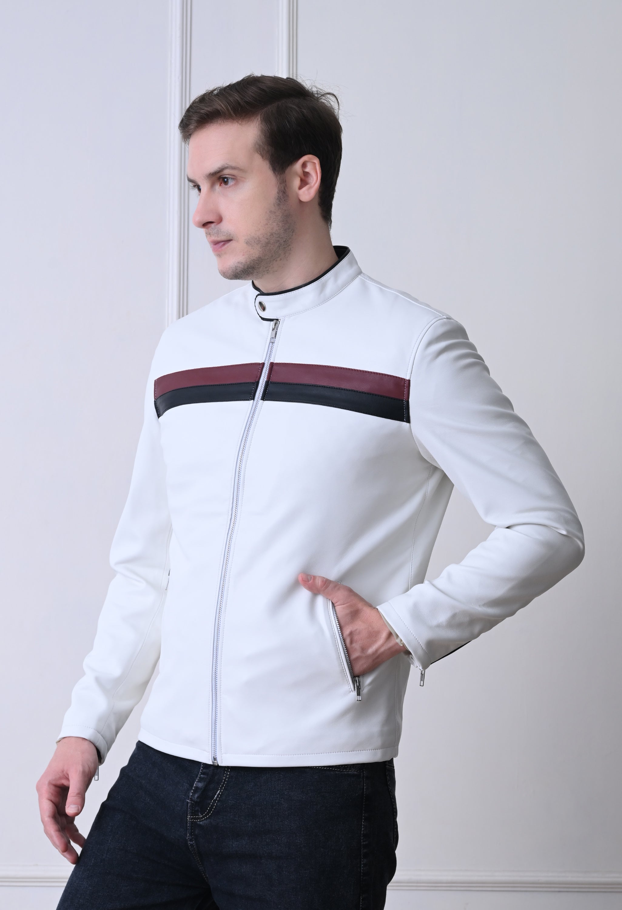 Men Leather Lightweight Bomber Jacket