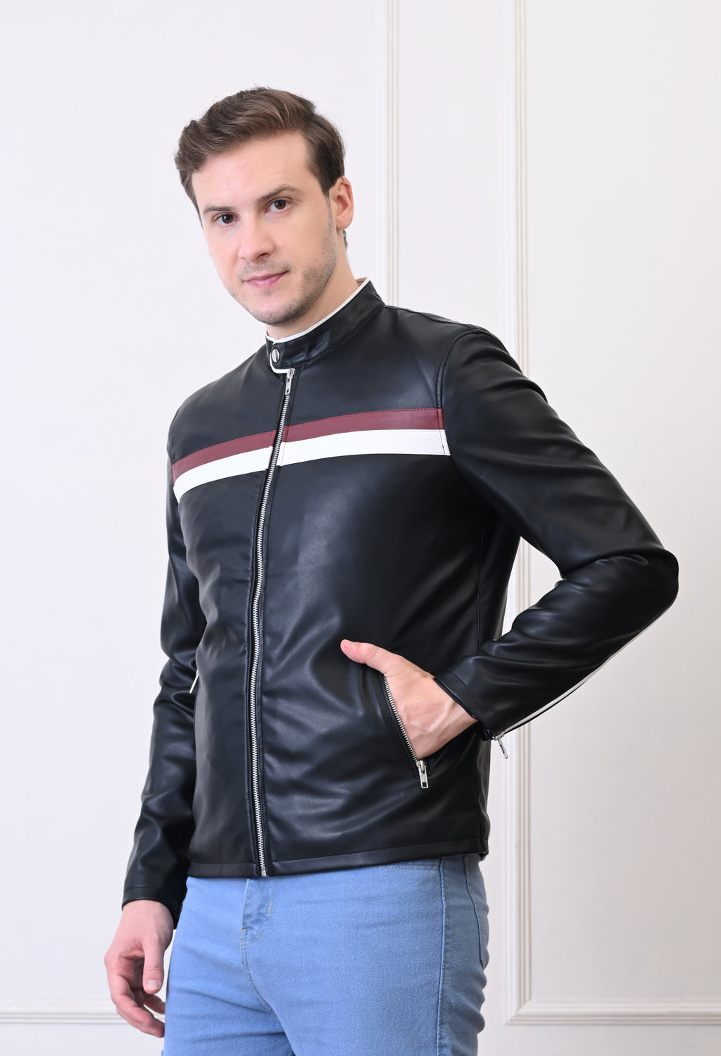 Men Leather Lightweight Bomber Jacket
