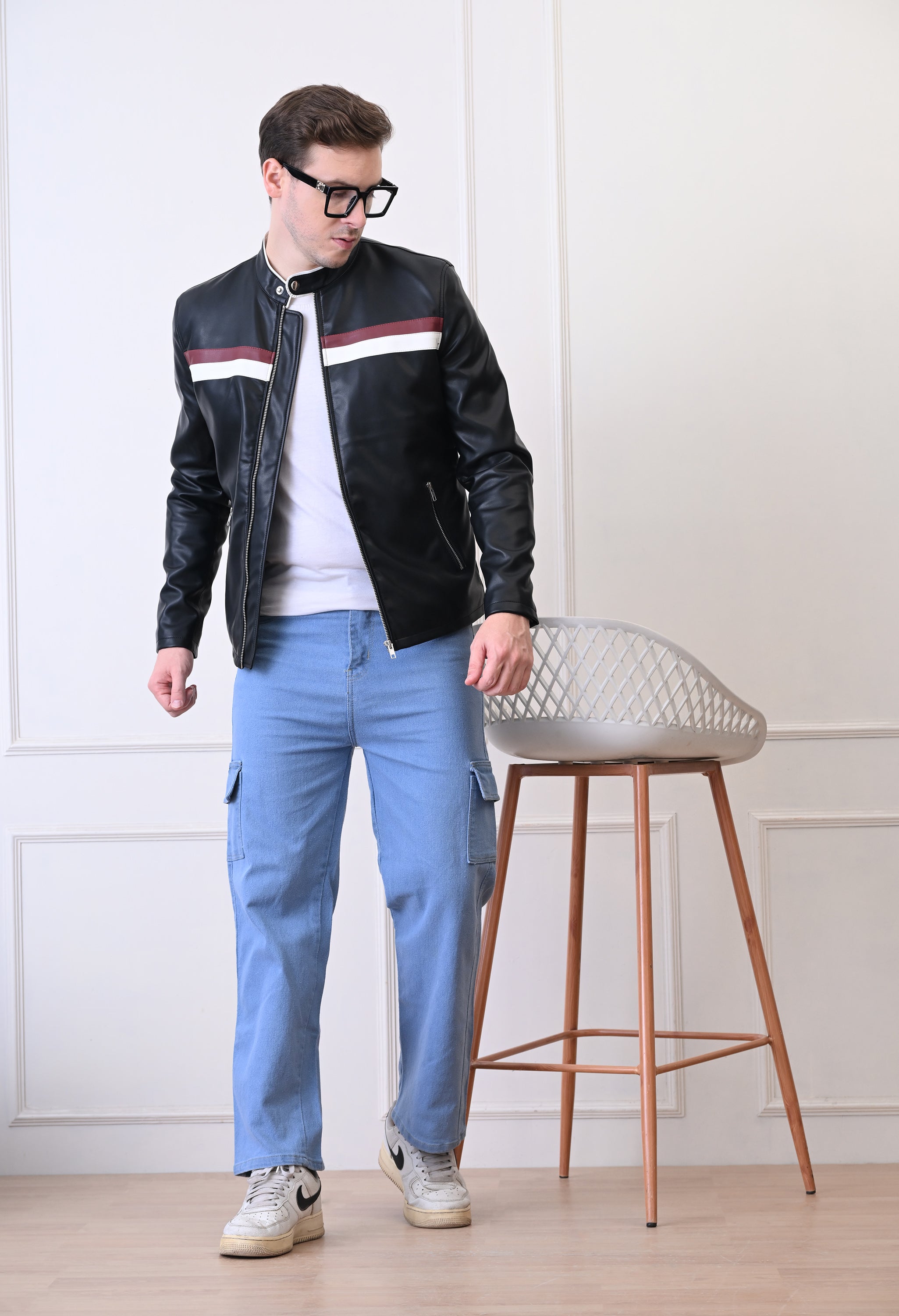 Men Leather Lightweight Bomber Jacket
