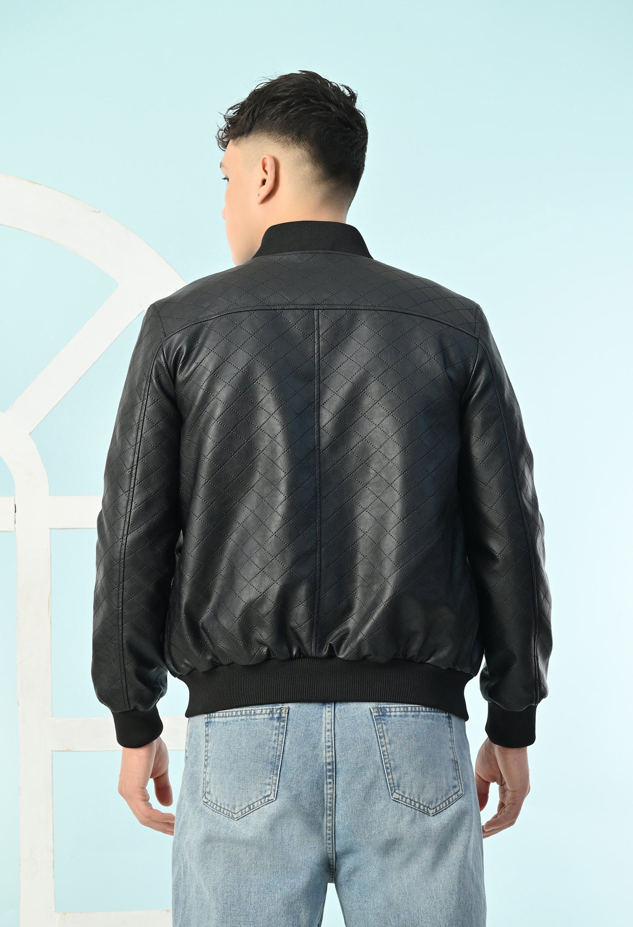 Men Leather Lightweight Bomber Jacket