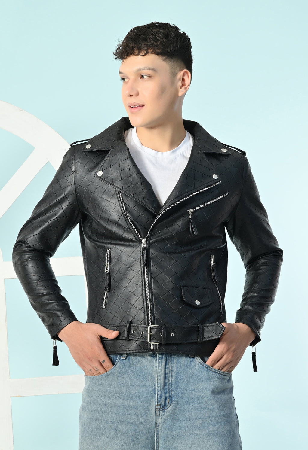 Men Leather Lightweight Biker Jacket