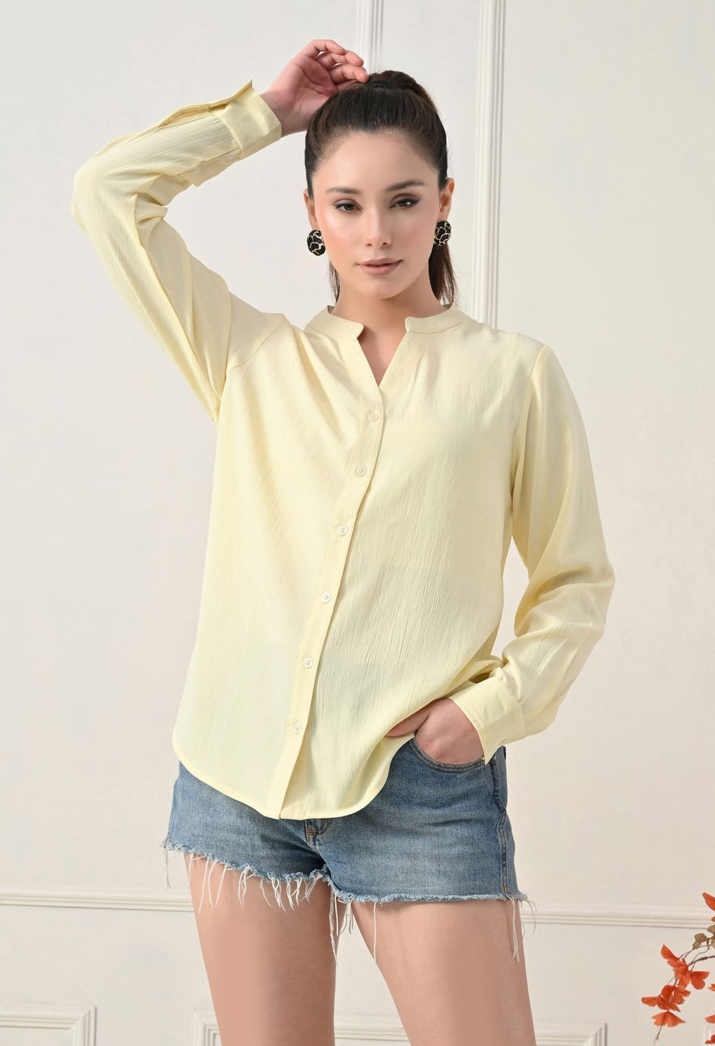 Women Lime Solid Comfort Casual Shirts