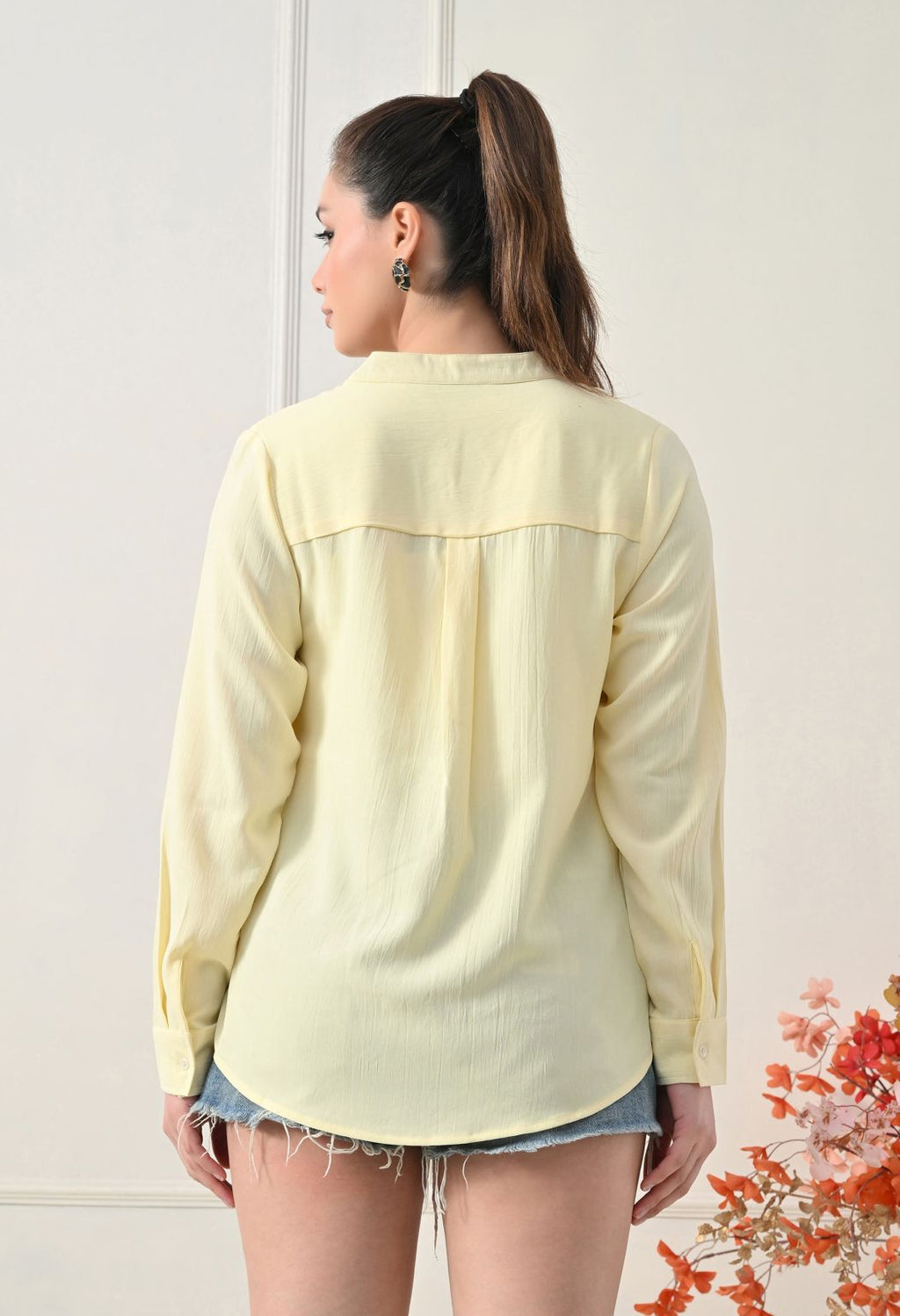Women Lime Solid Comfort Casual Shirts