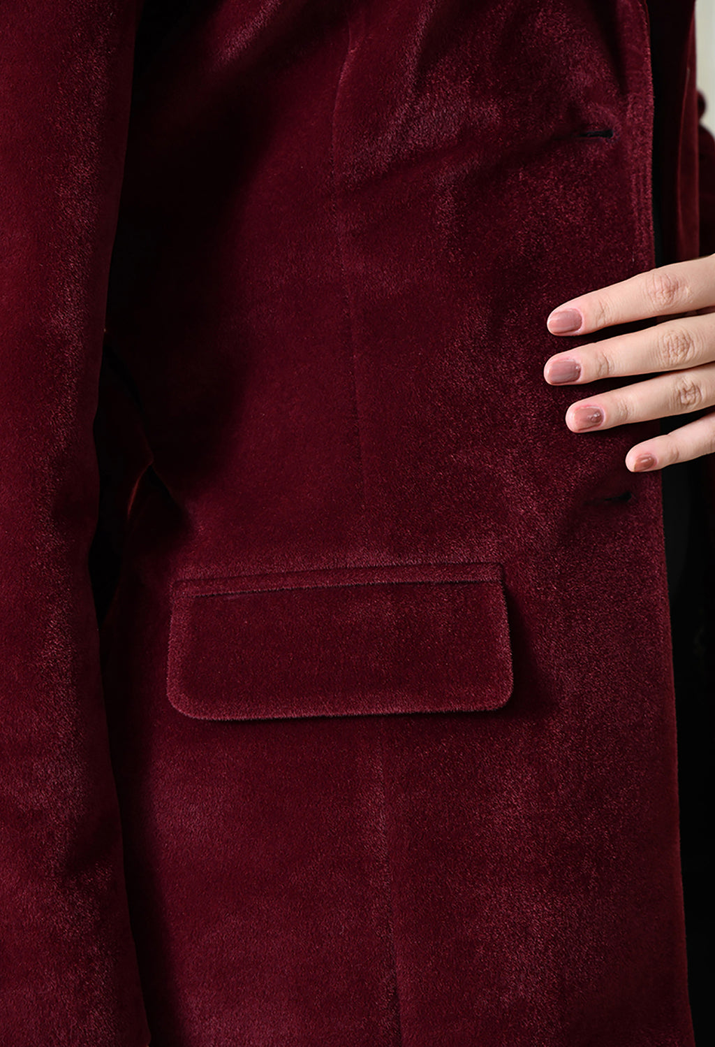 Women Single-Breasted Longline Trench Maroon Coat With Belt