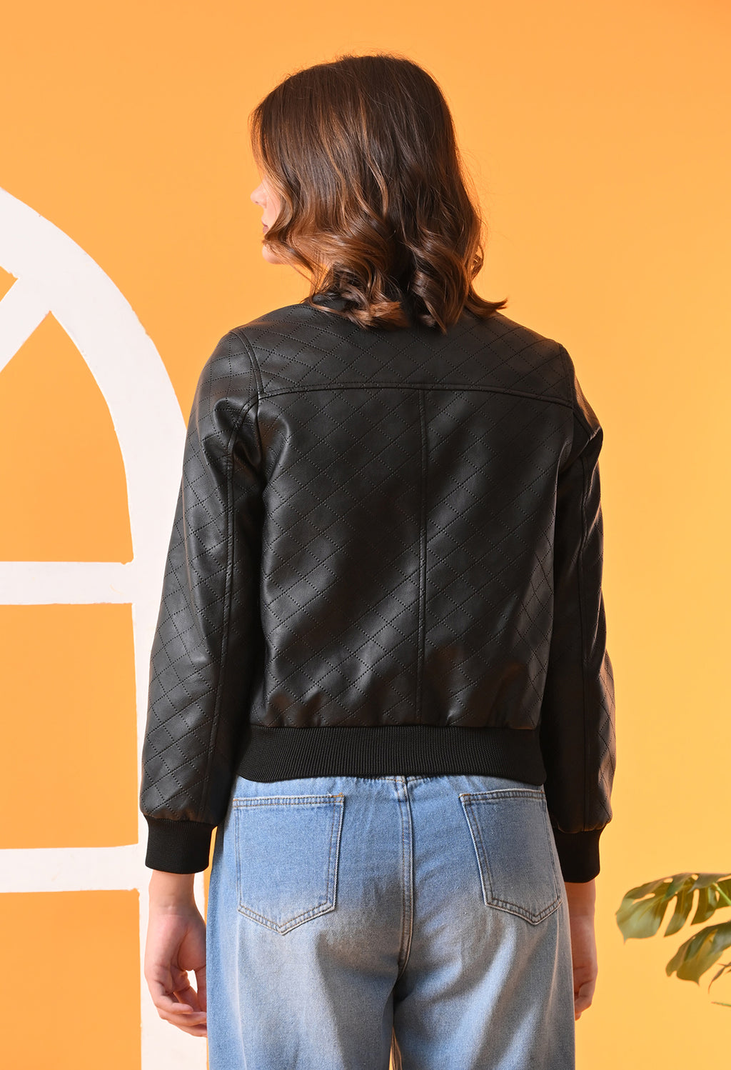 Stand Collar Leather Water Resistant Crop Outdoor Bomber Jacket For Women