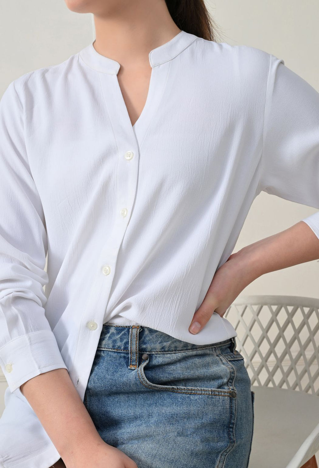 Women White Solid Comfort Casual Shirts