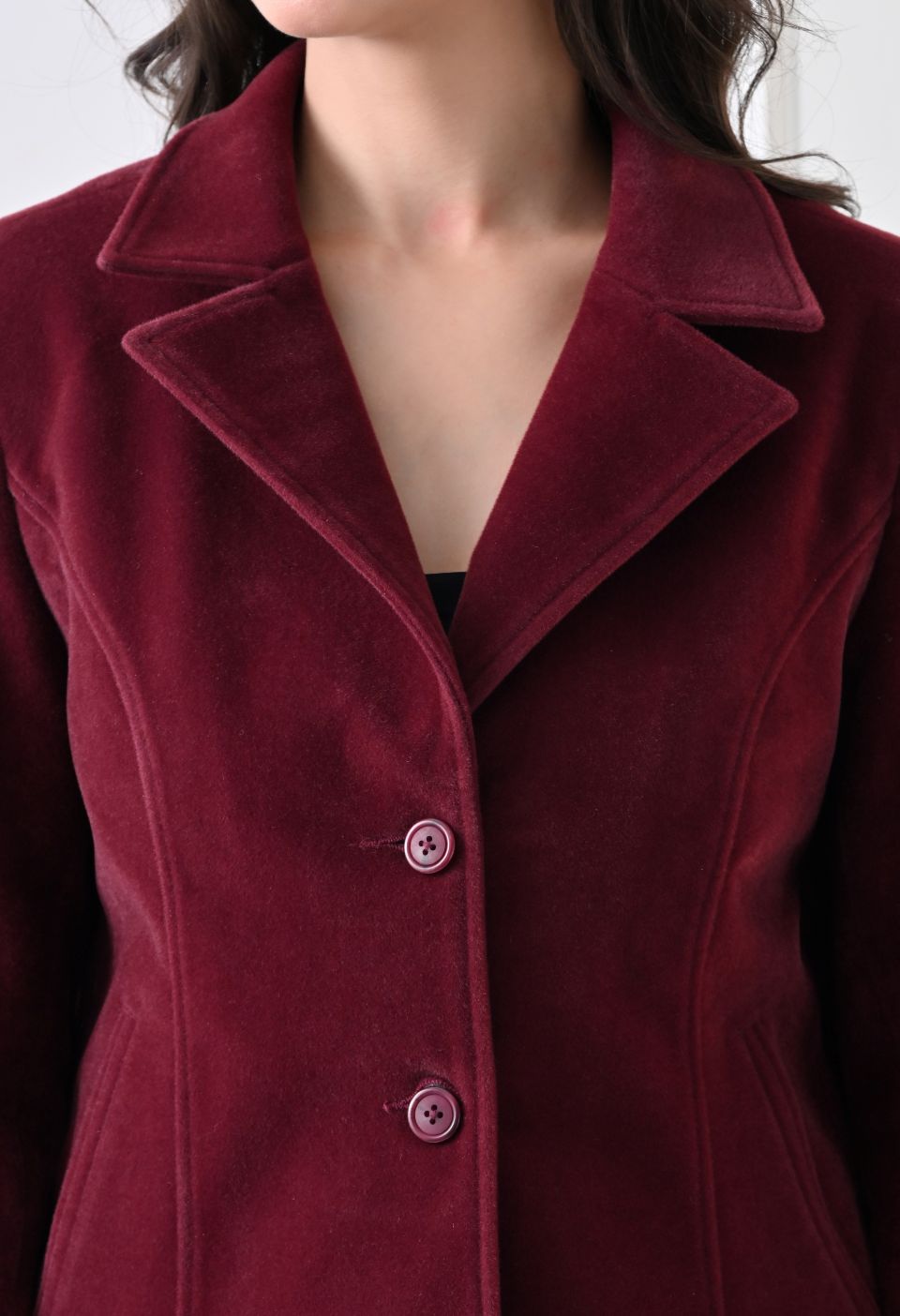 Washed Suede Crop Oversized Bomber Maroon Tailored Jacket