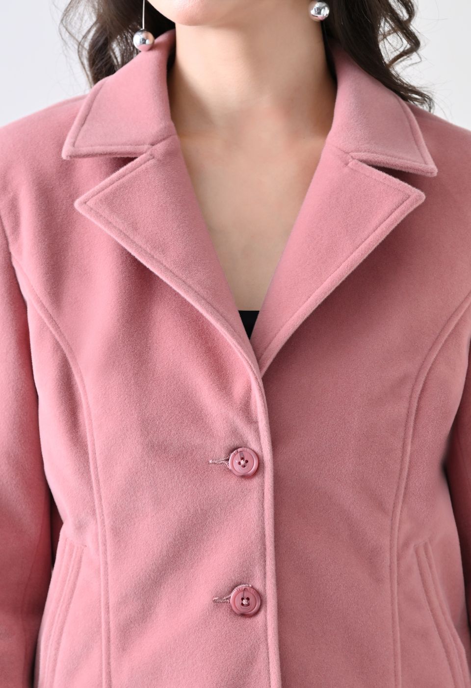 Washed Suede Crop Oversized Bomber Pink Tailored Jacket