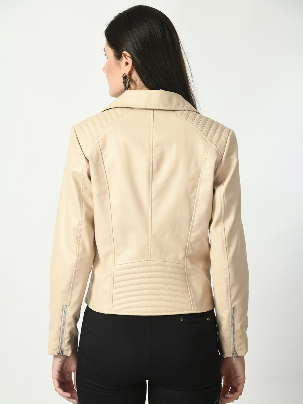 Lapel Collar Water Resistant Anti Odour Leather Jacket