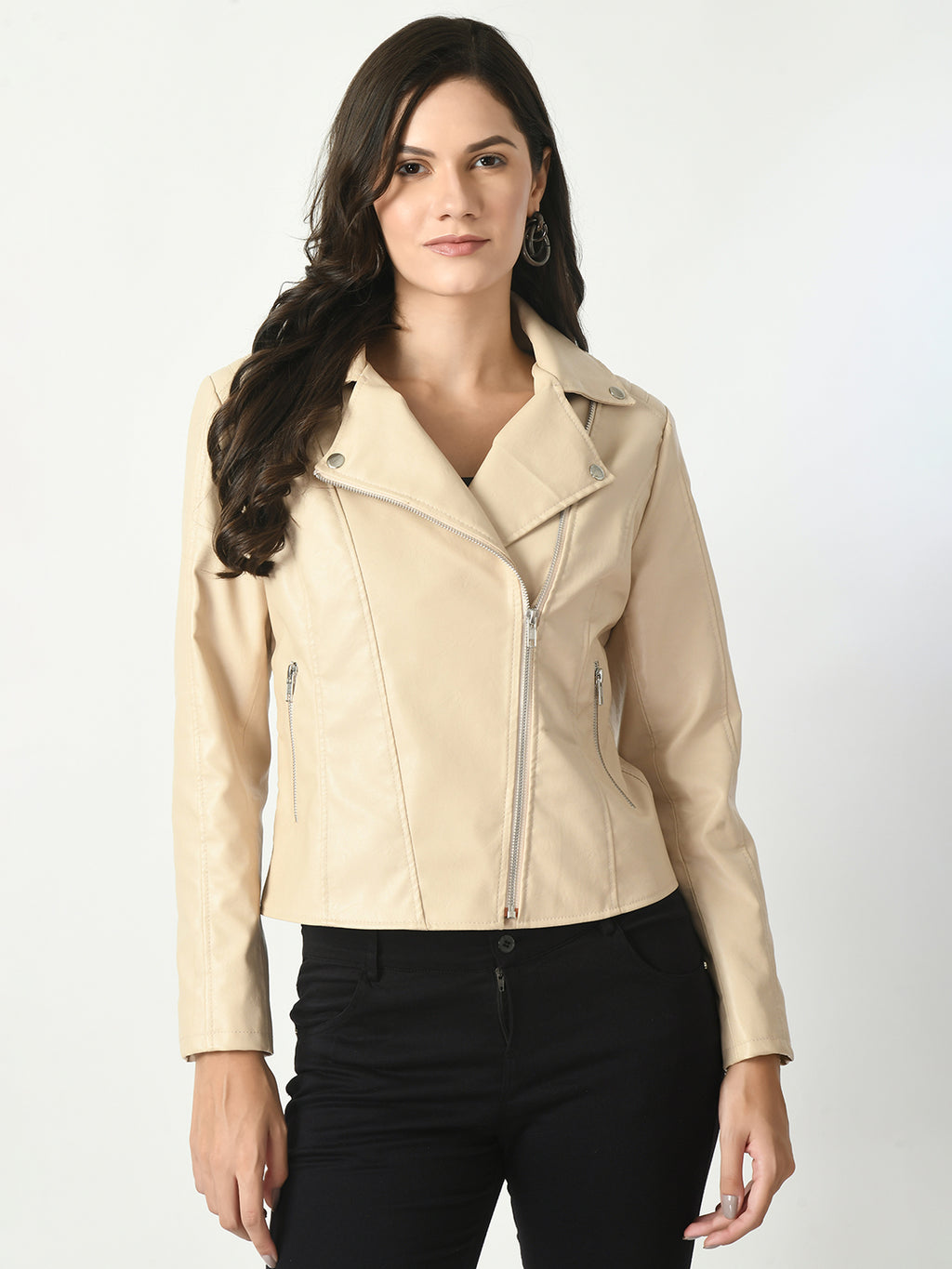 Lapel Collar Water Resistant Anti Odour Leather Jacket