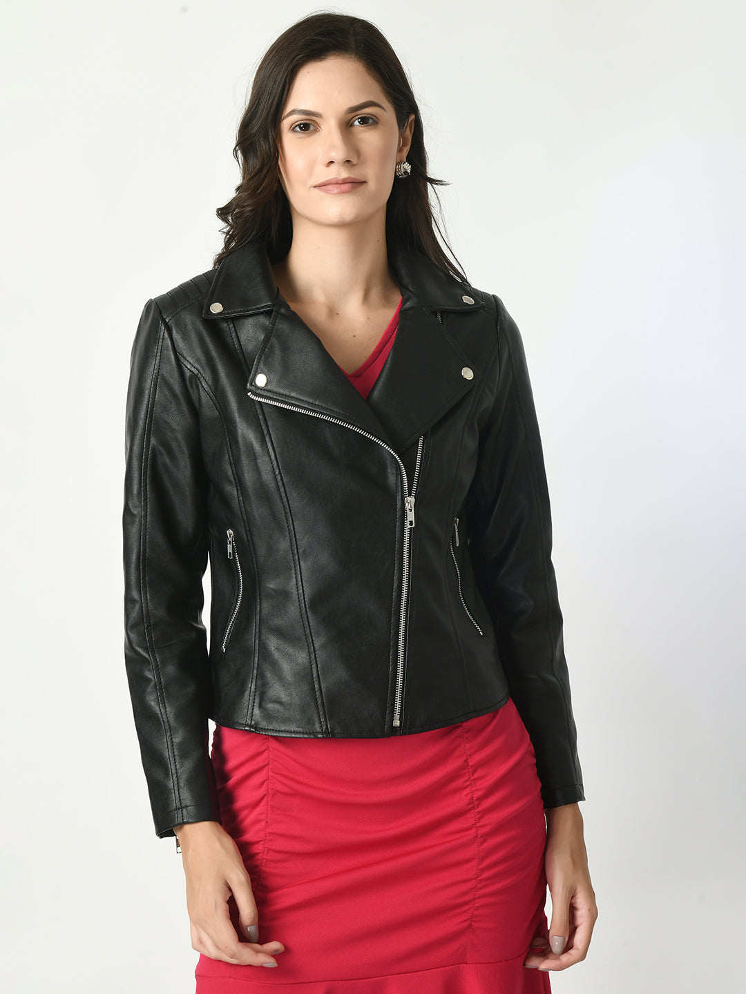 Lapel Collar Water Resistant Anti Odour Leather Jacket