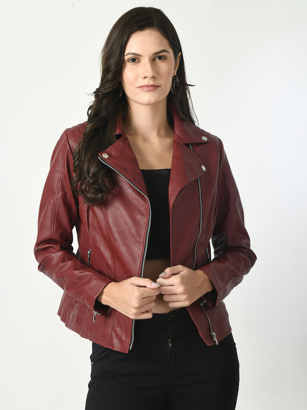 Lapel Collar Water Resistant Anti Odour Leather Jacket