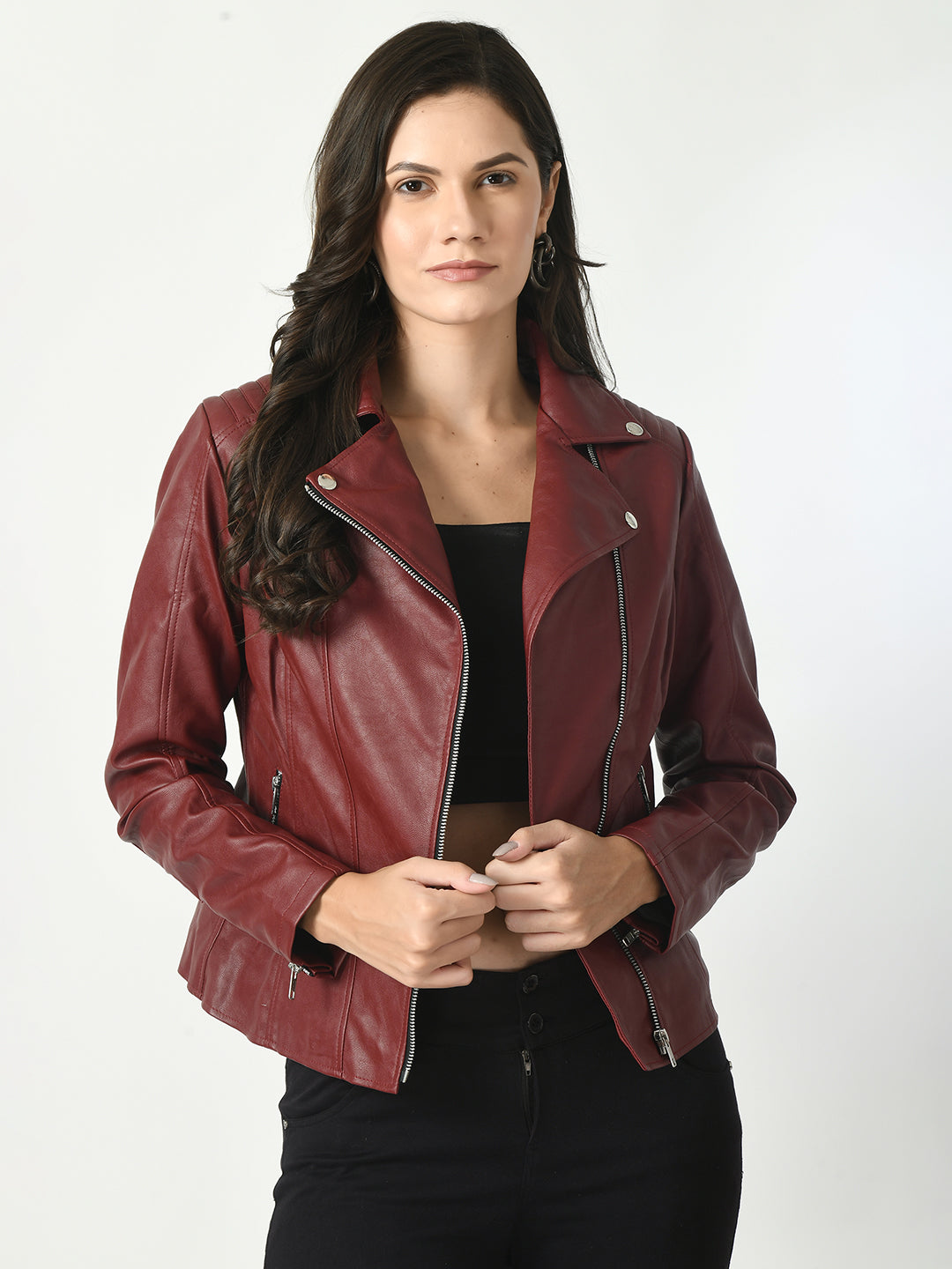 Lapel Collar Water Resistant Anti Odour Leather Jacket