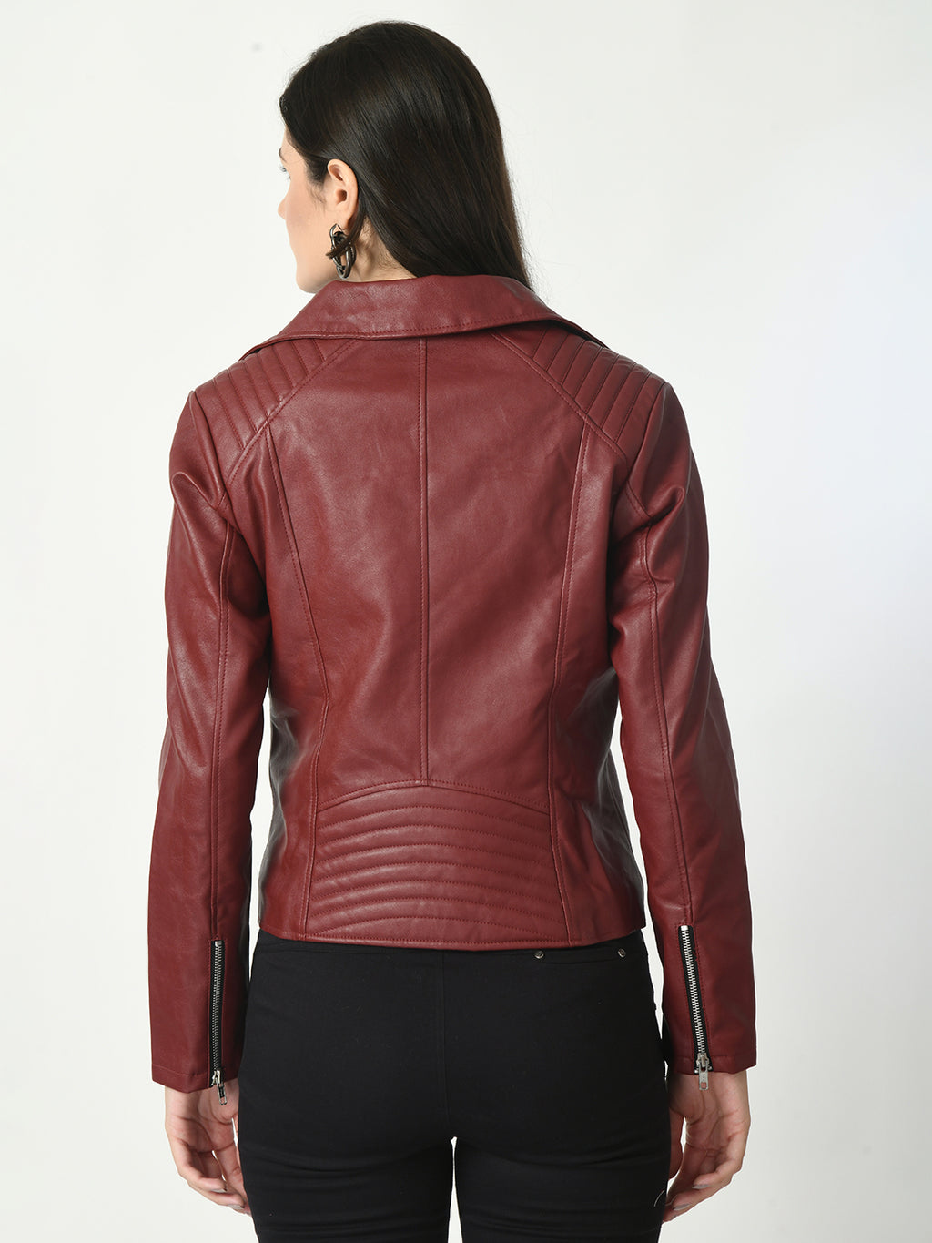 Lapel Collar Water Resistant Anti Odour Leather Jacket