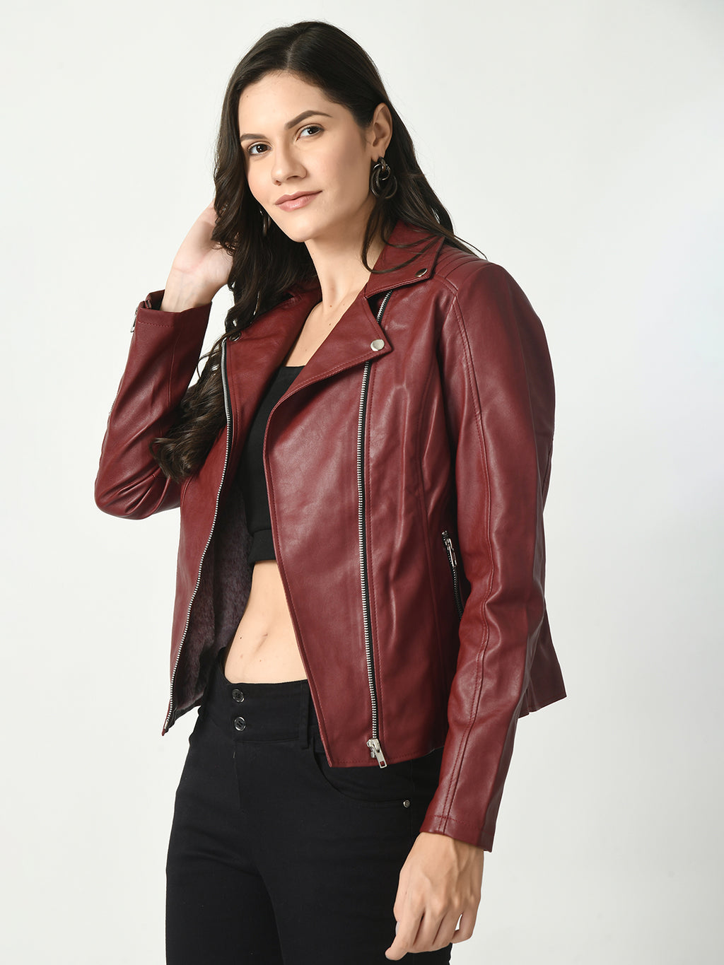 Lapel Collar Water Resistant Anti Odour Leather Jacket
