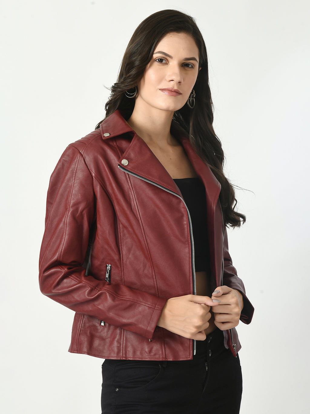 Lapel Collar Water Resistant Anti Odour Leather Jacket