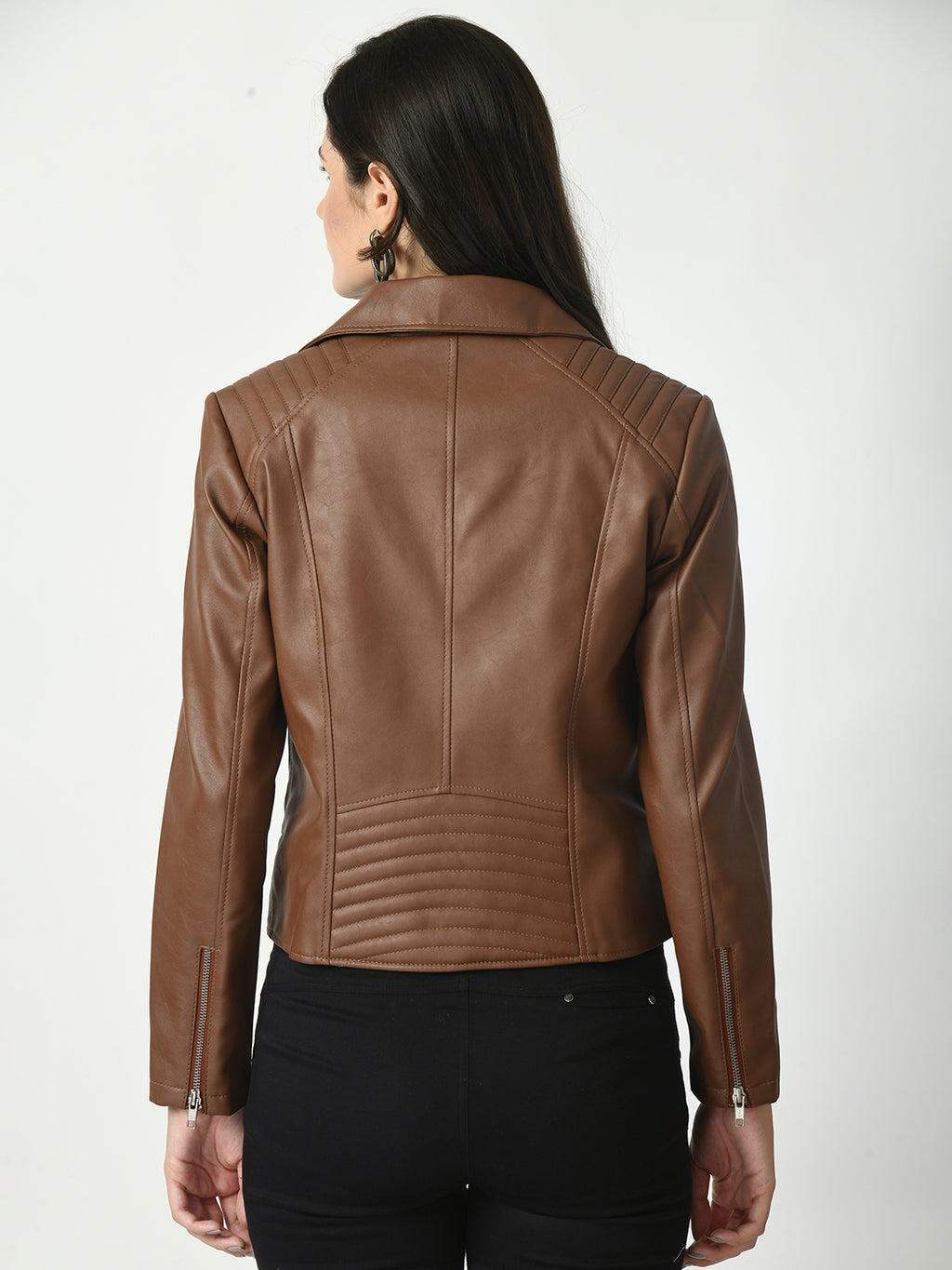 Lapel Collar Water Resistant Anti Odour Leather Jacket