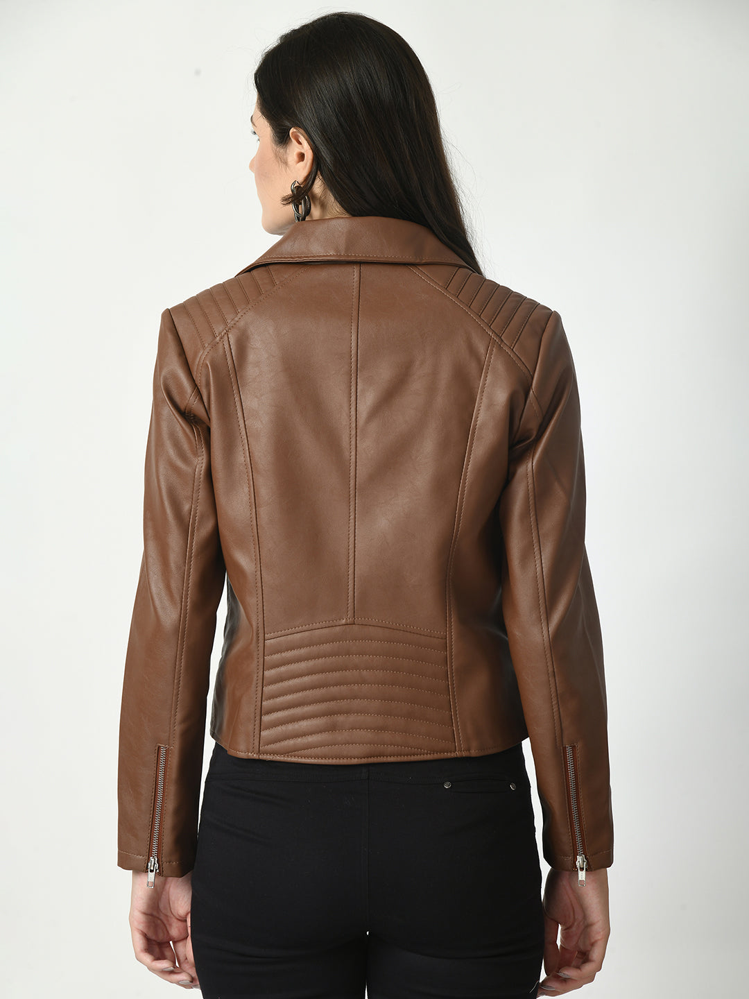 Lapel Collar Water Resistant Anti Odour Leather Jacket