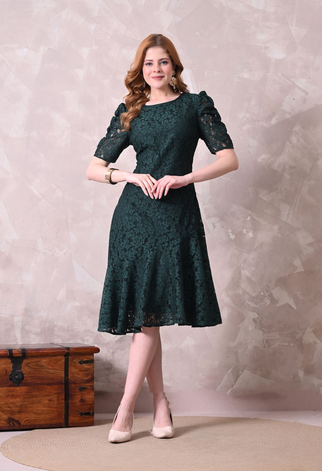 Women Green Solid Comfort Maxi Dress