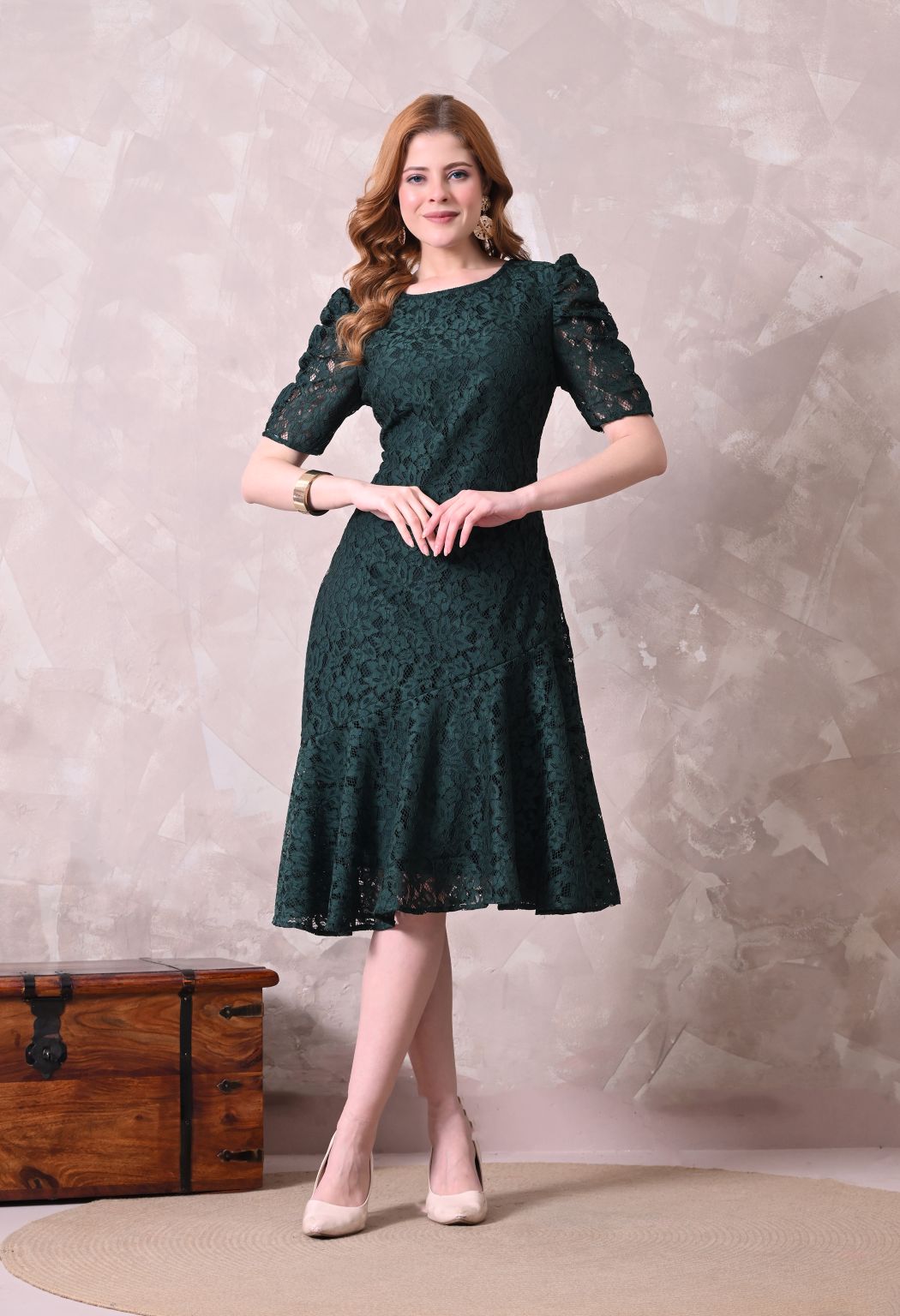 Women Green Solid Comfort Maxi Dress