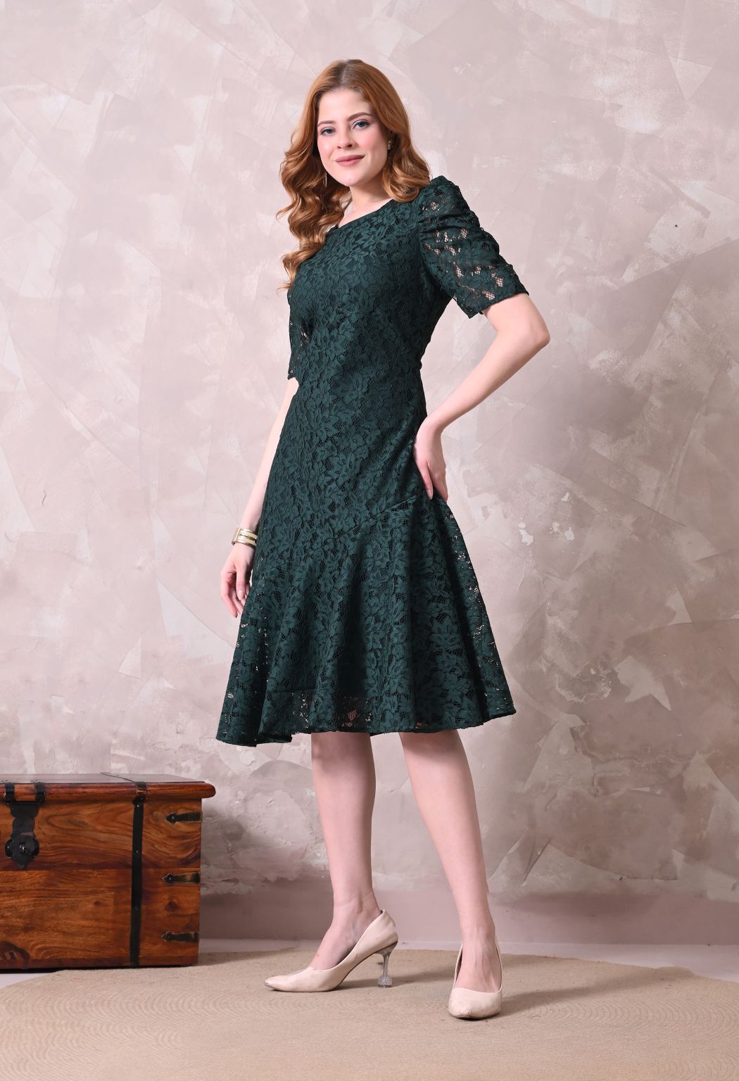Women Green Solid Comfort Maxi Dress