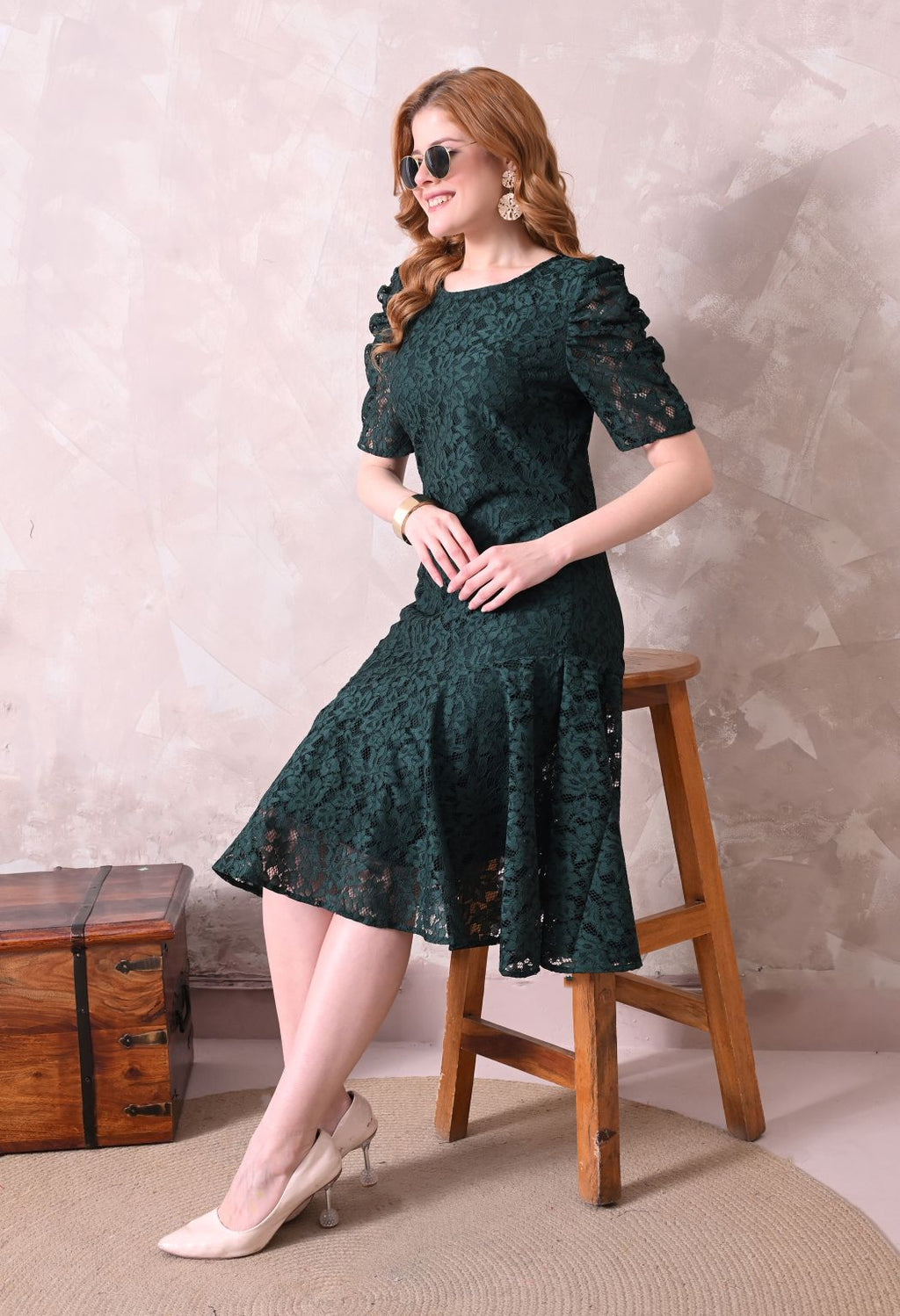 Women Green Solid Comfort Maxi Dress