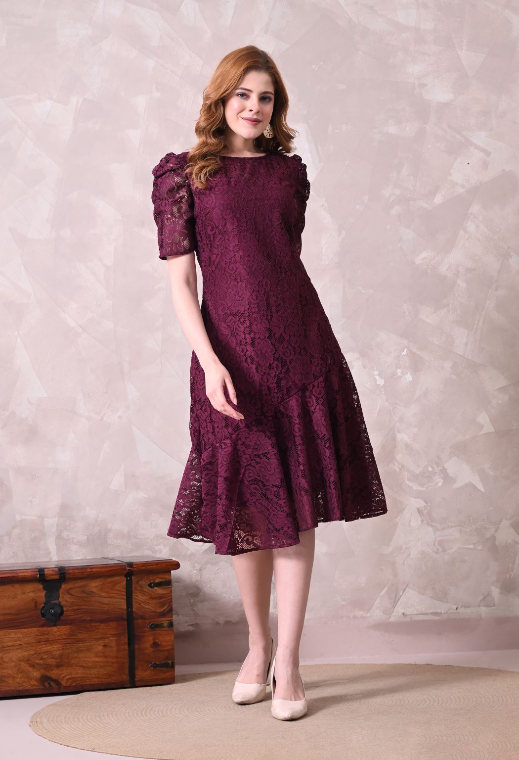 Women Wine Solid Comfort Maxi Dress