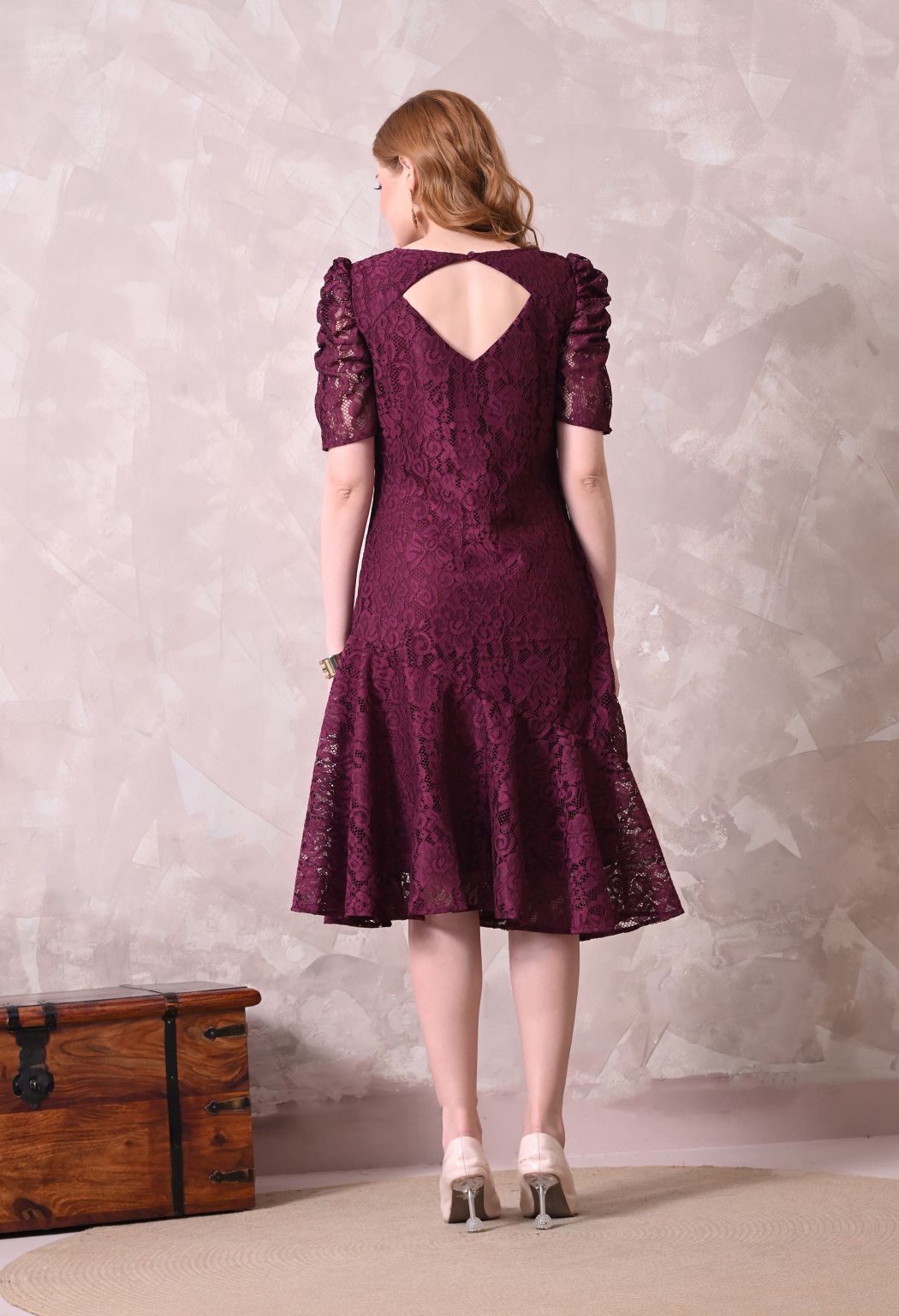Women Wine Solid Comfort Maxi Dress