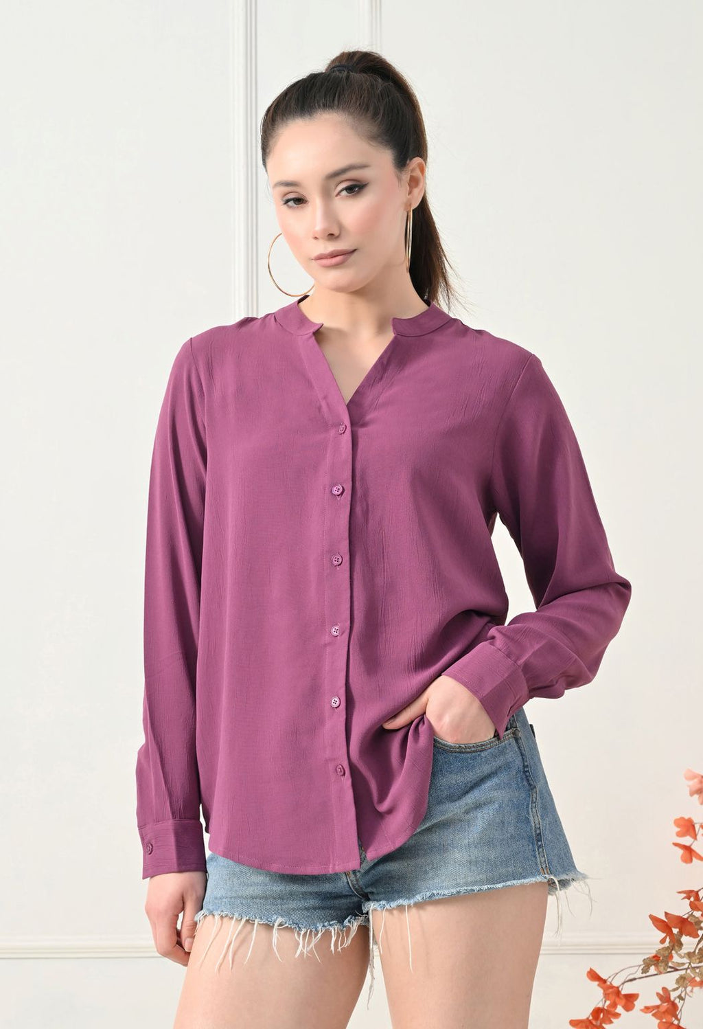 Women Parpal Solid Comfort Casual Shirts