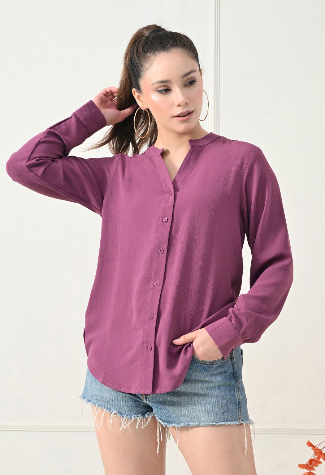 Women Parpal Solid Comfort Casual Shirts