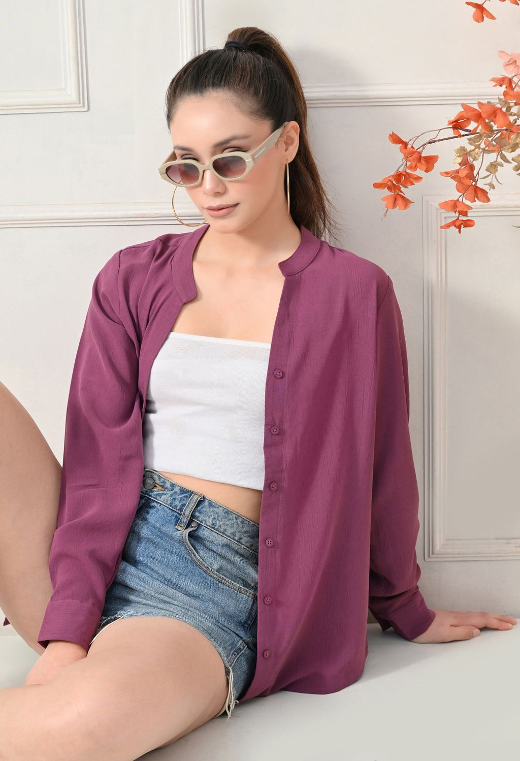 Women Parpal Solid Comfort Casual Shirts