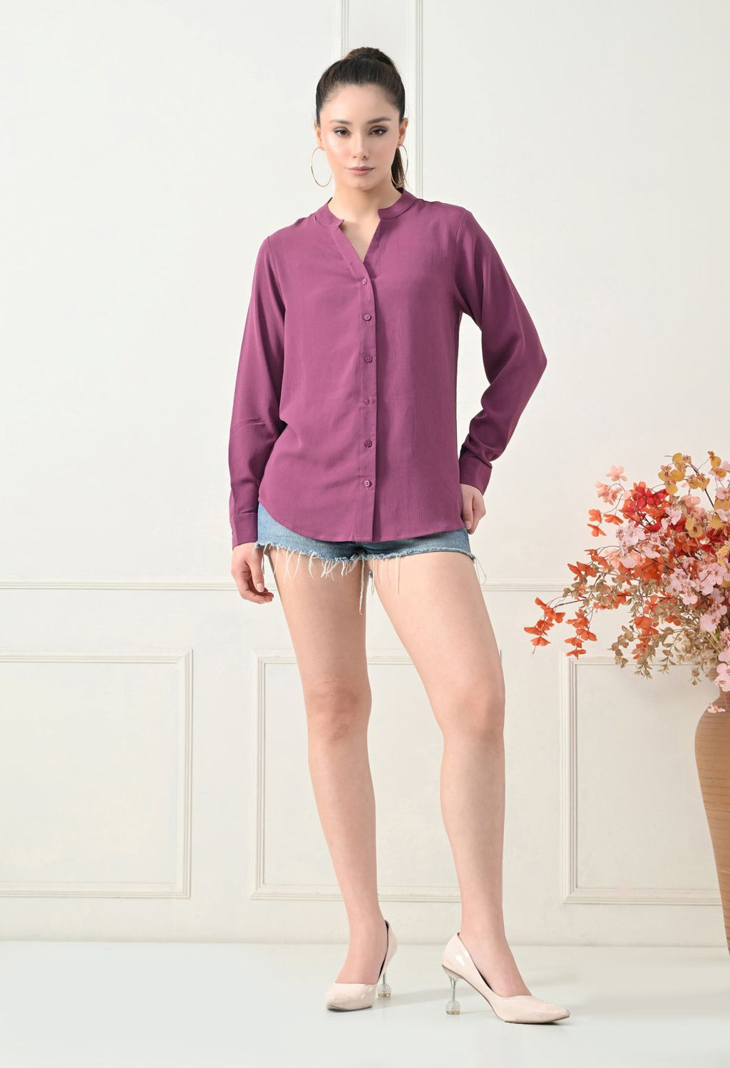 Women Parpal Solid Comfort Casual Shirts