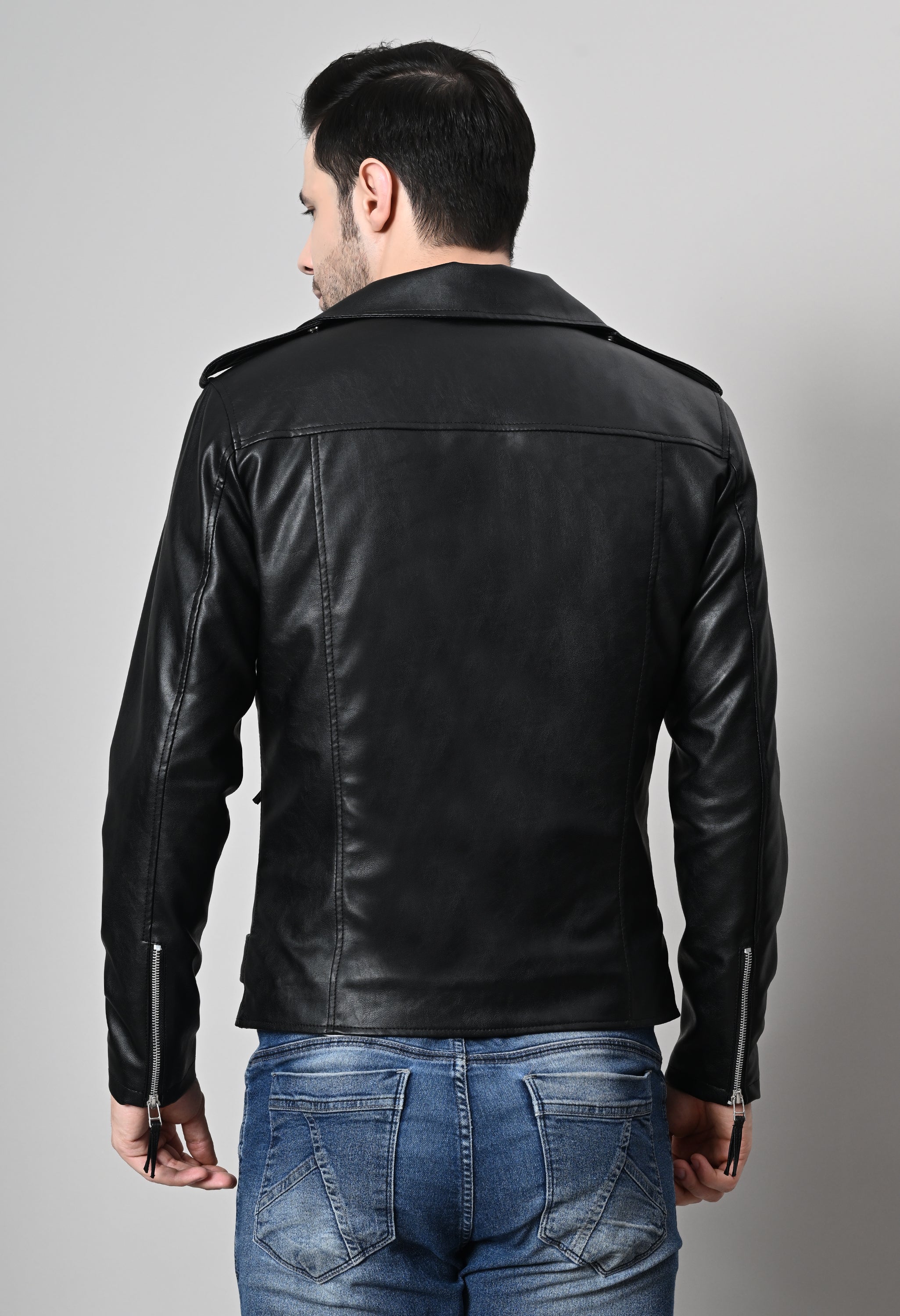 Leather Lightweight Black Biker Jacket For Men