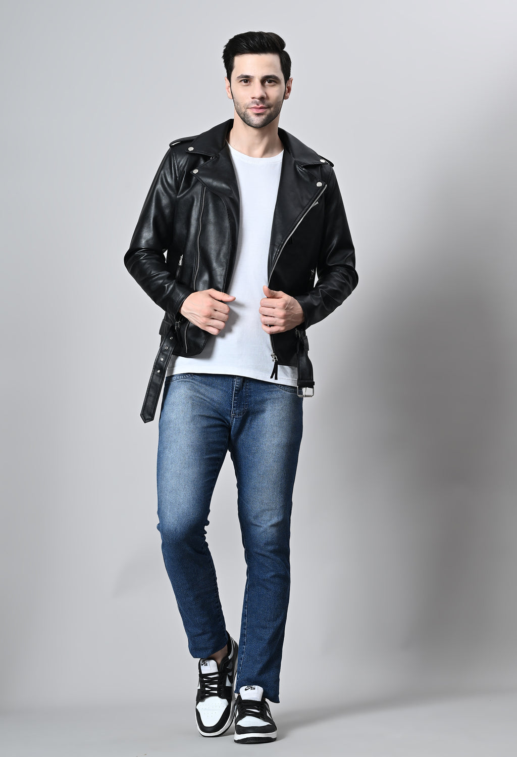Leather Lightweight Black Biker Jacket For Men