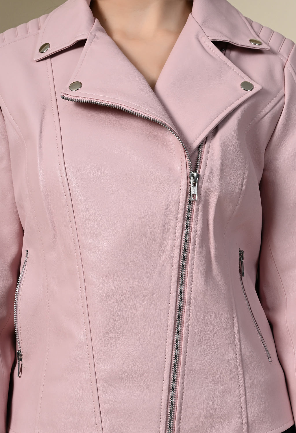 Lapel Collar Zip Detail Outdoor Biker Jacket With Water Resistant