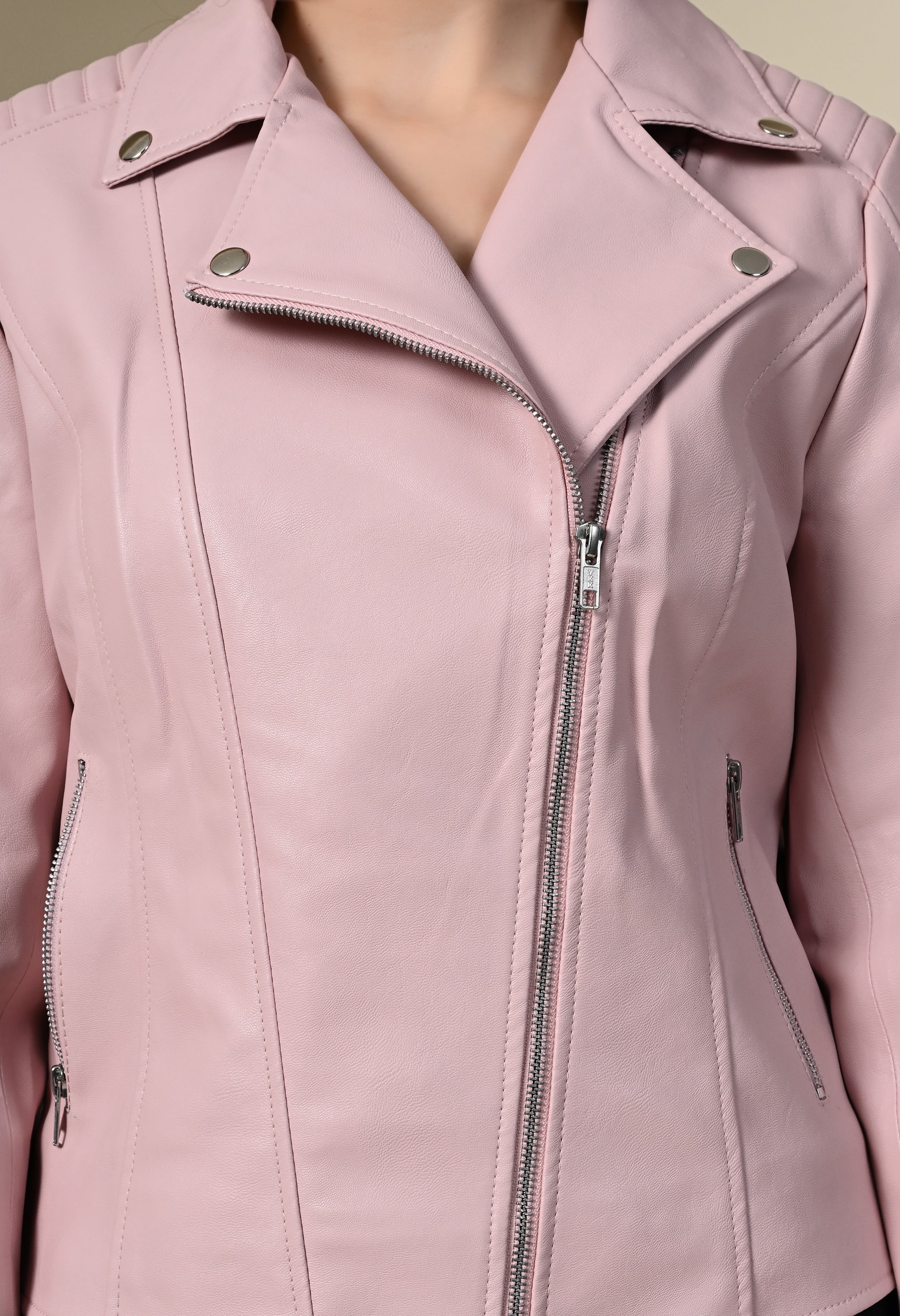 Lapel Collar Zip Detail Outdoor Biker Jacket With Water Resistant