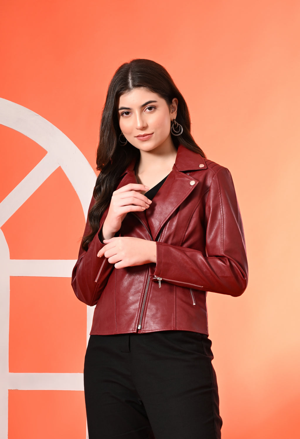 Water Resistant Lapel Collar PU Biker Jacket