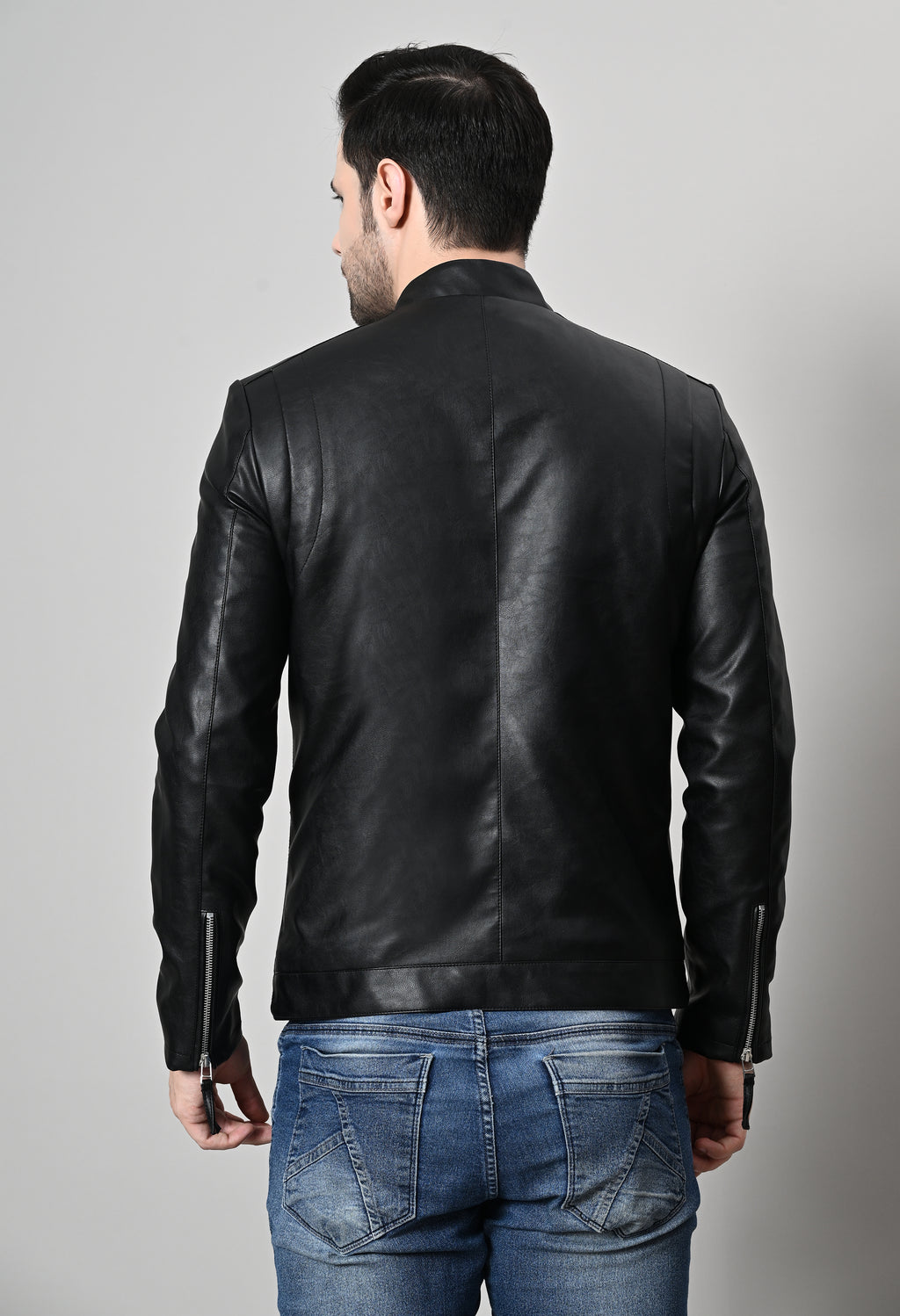 Men Leather Lightweight Biker Black Jacket
