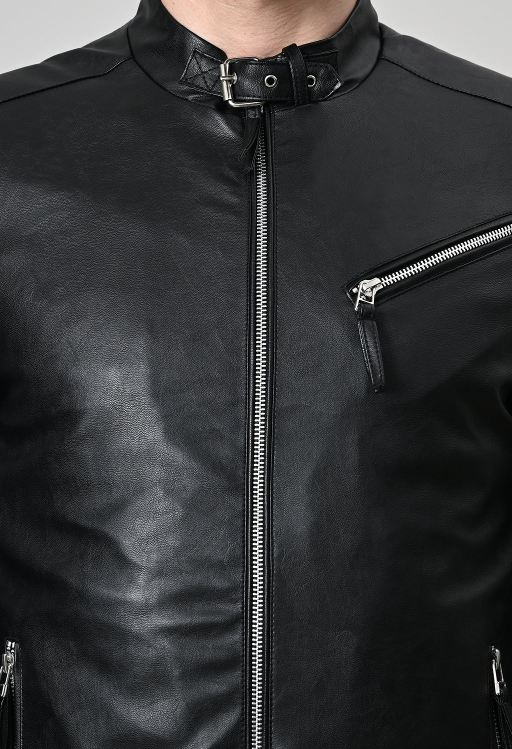 Men Leather Lightweight Biker Black Jacket